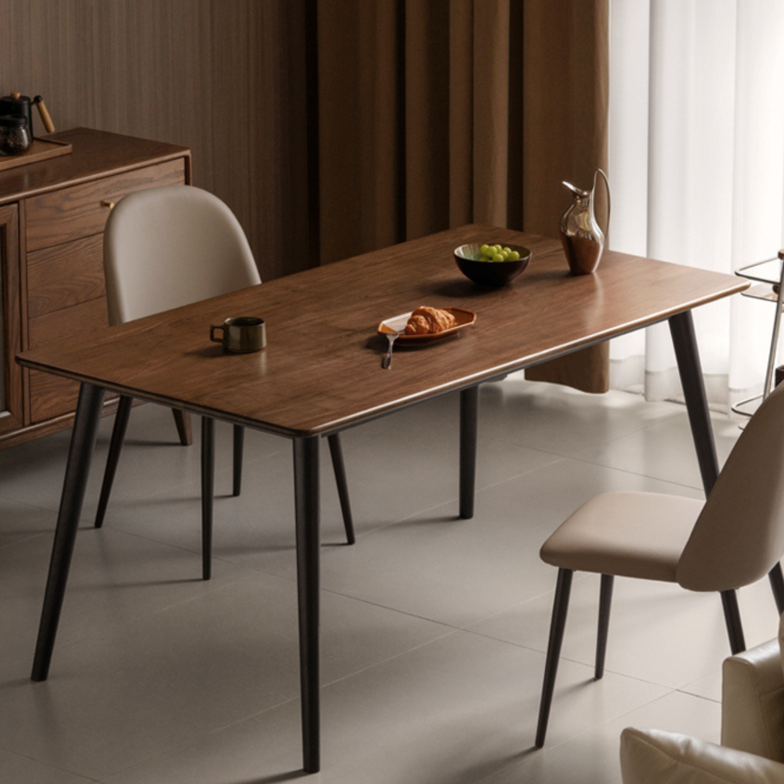 Black Walnut Solid Wood Italian Light Luxury Dining Table