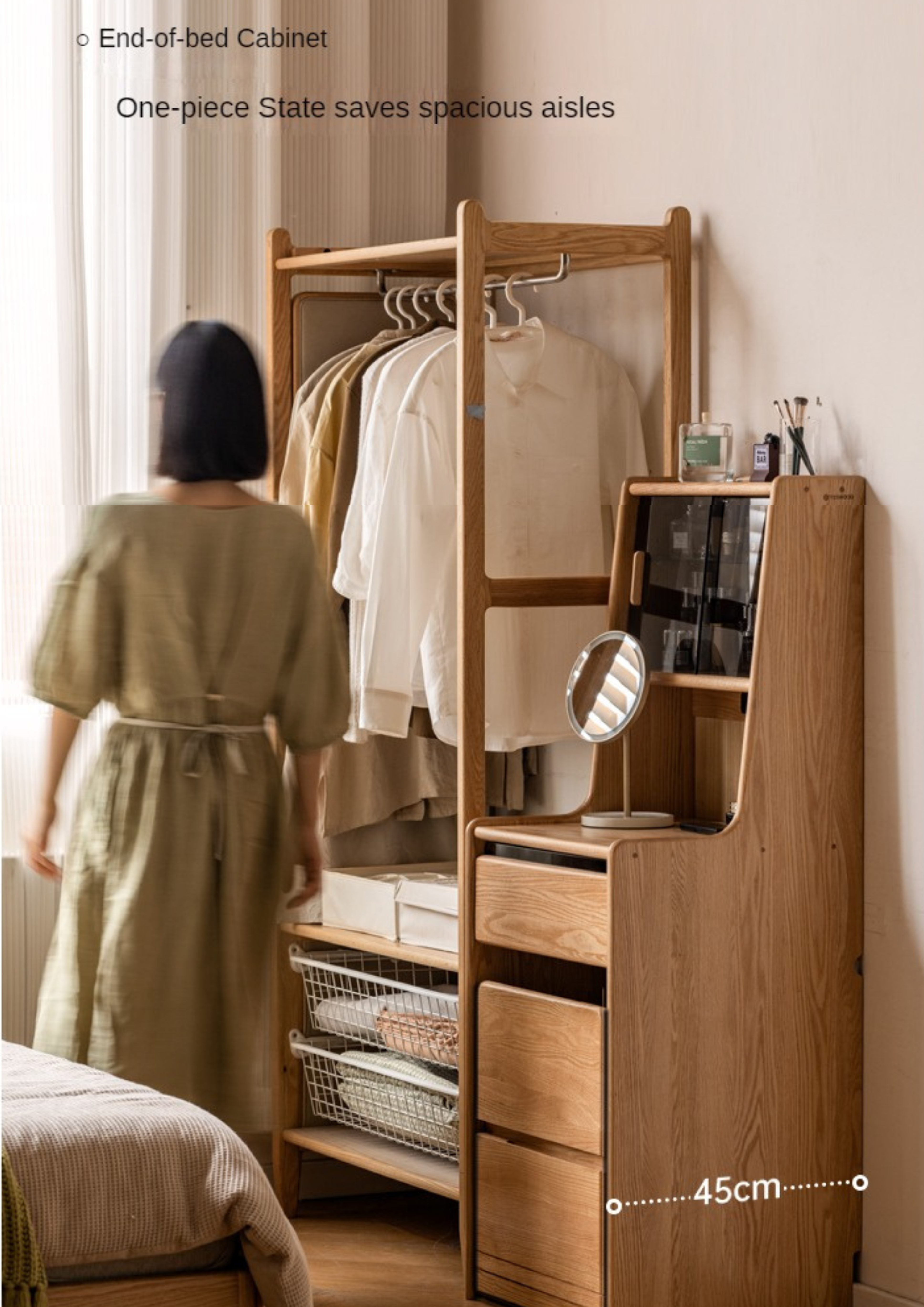 Oak Solid Wood Modern simple bedside dressing table