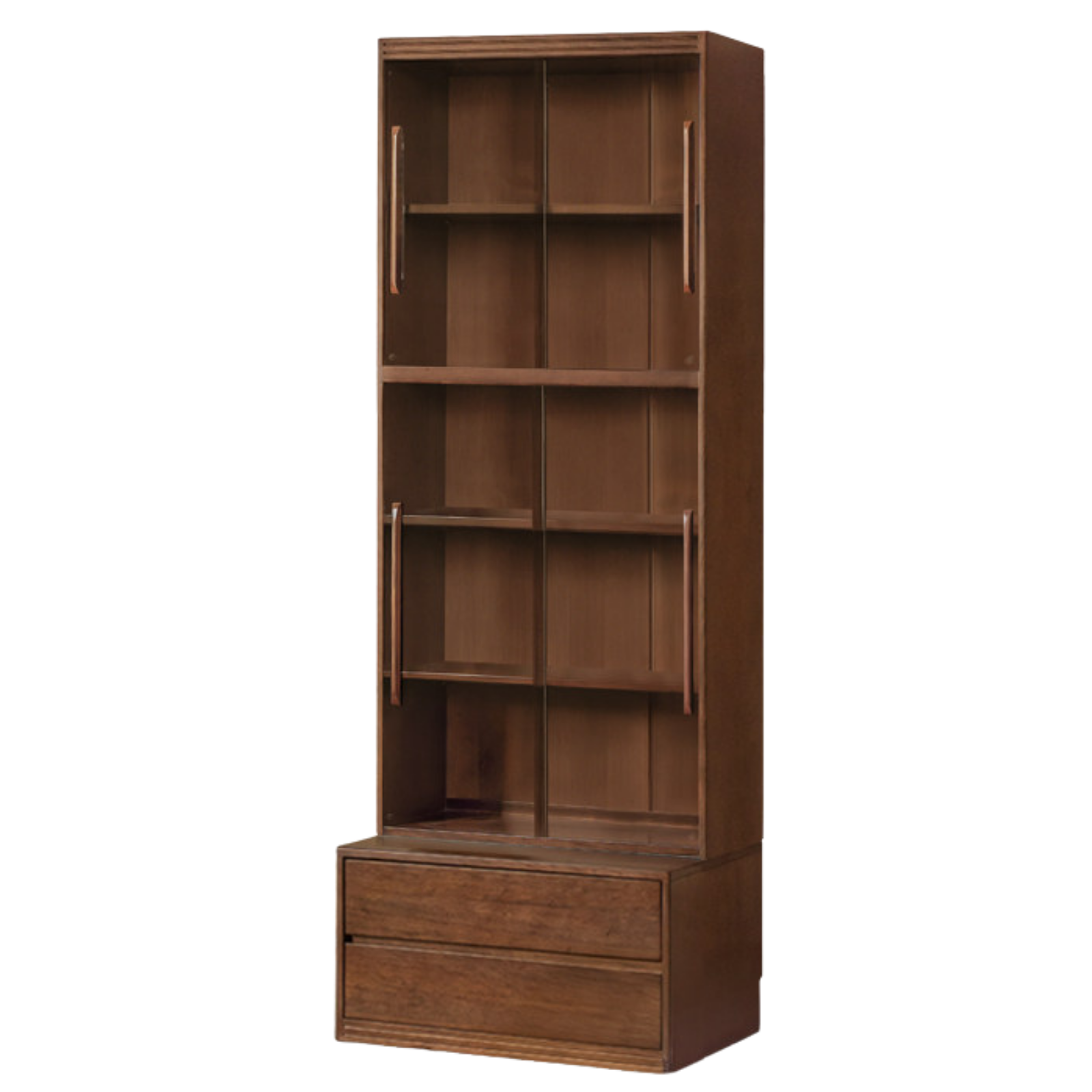 Solid Longan Hardwood, Ash Solid Wood Bookcase with Floor-to-Deck and Wall-Mounted Display Cabinet