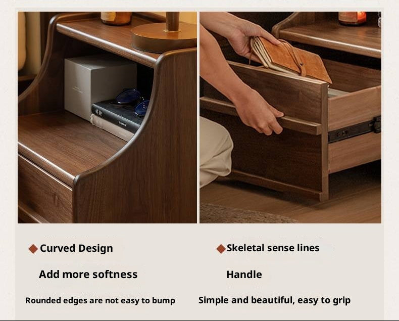 Black Walnut Solid Wood Italian Light Luxury Nightstand