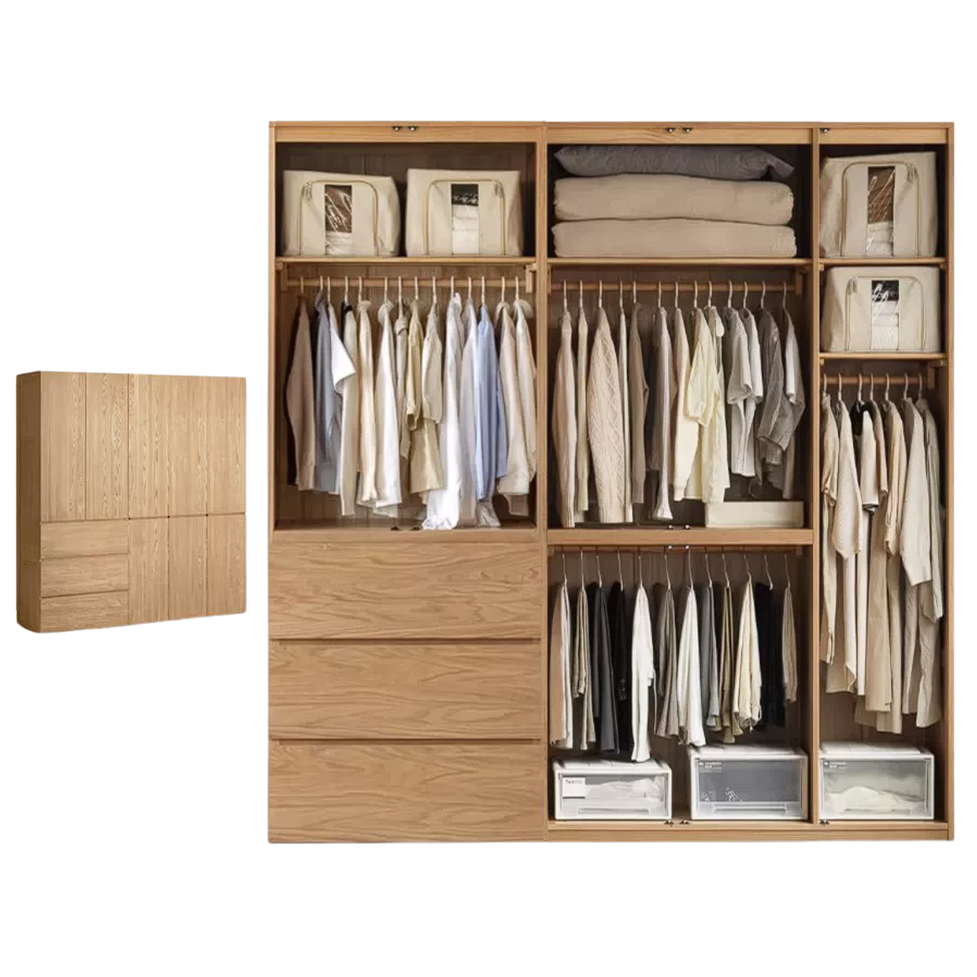 Oak, Ash Solid Wood Sectional Wardrobe