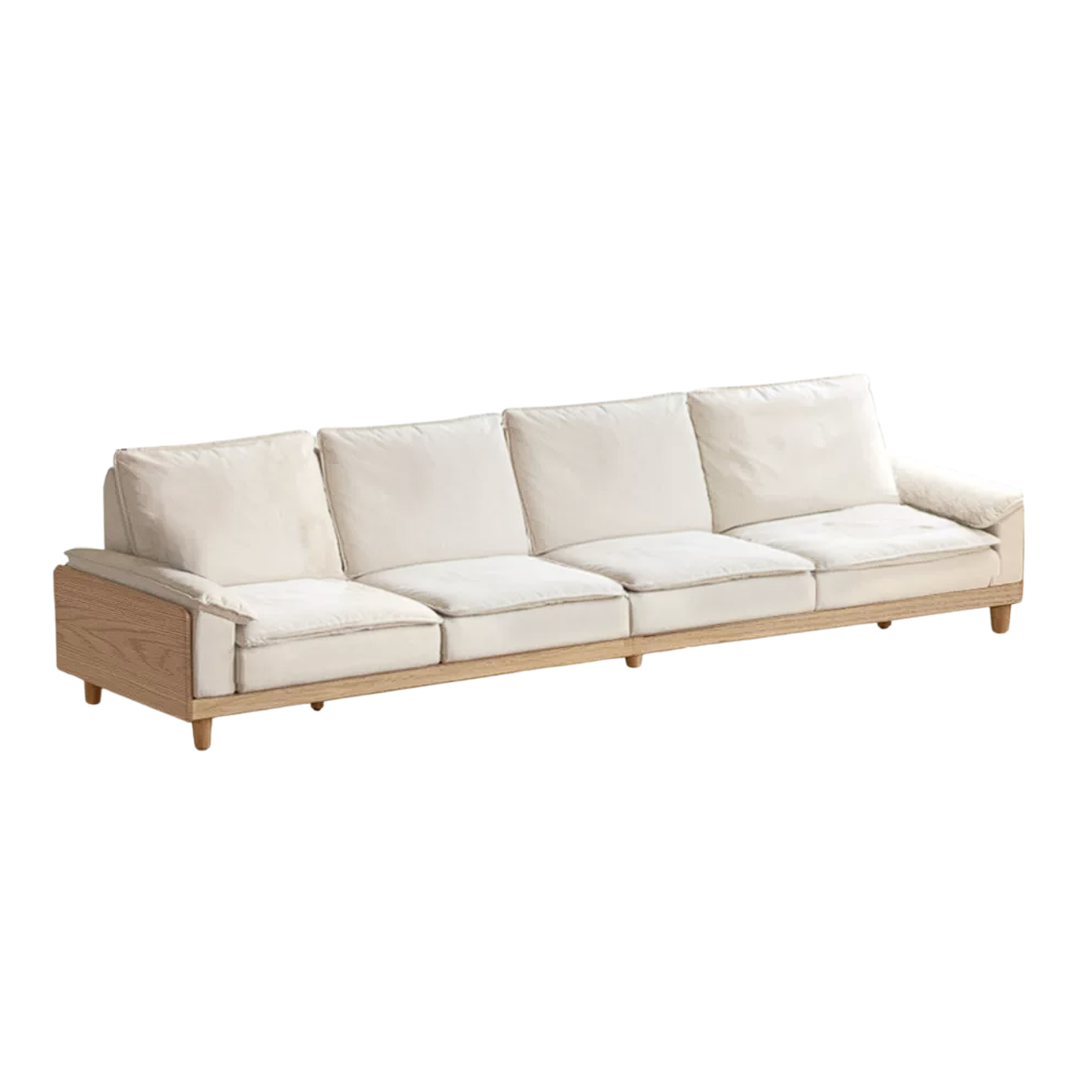 Red Oak, White Oak, Ash Solid Wood Linen Track Arm Sofa
