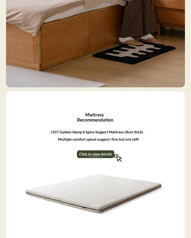 Cherry Solid Wood Storage Bed with Side Storage Drawers