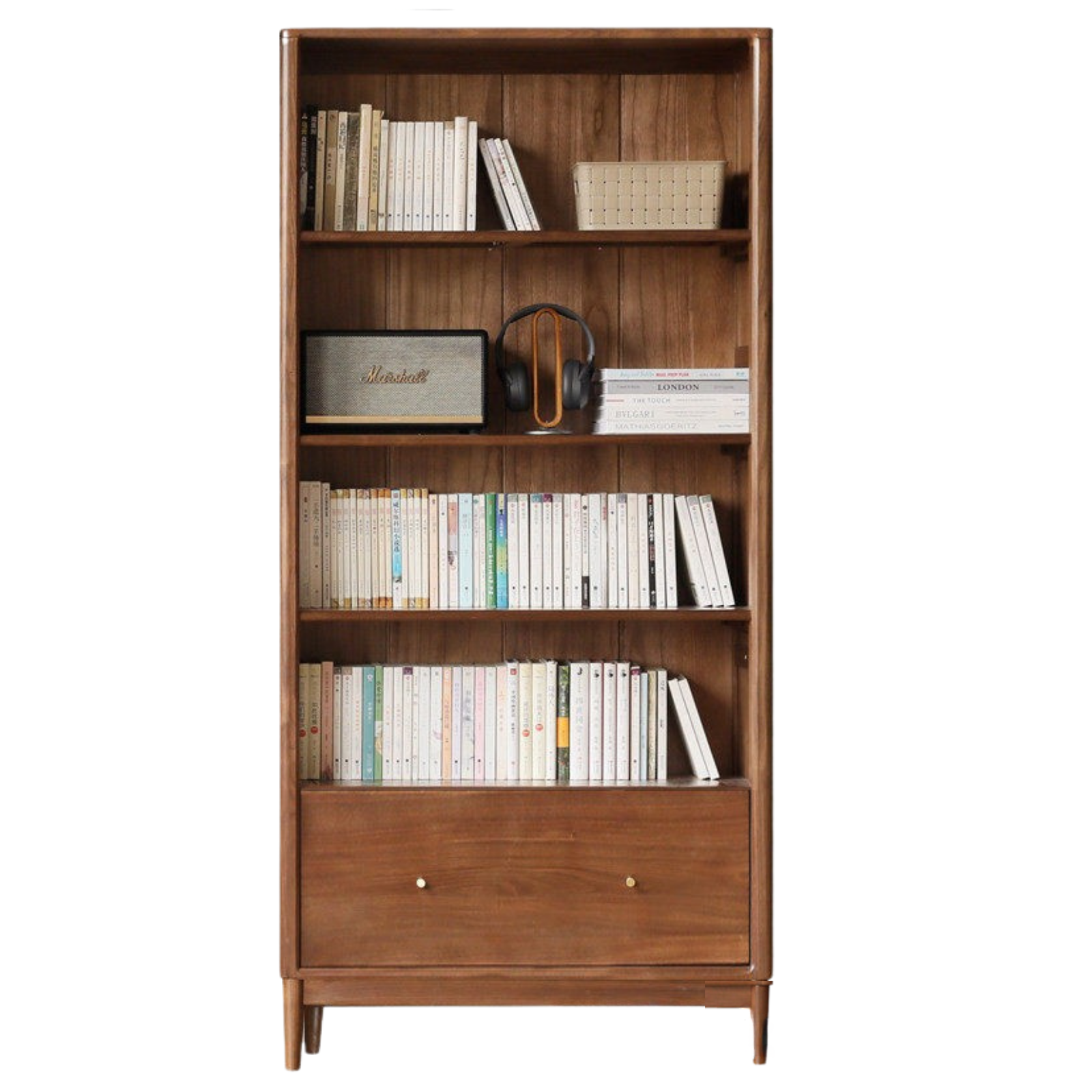 Black Walnut, Ash Solid Wood Bookcase Whole Wall Free Combination Bookshelf