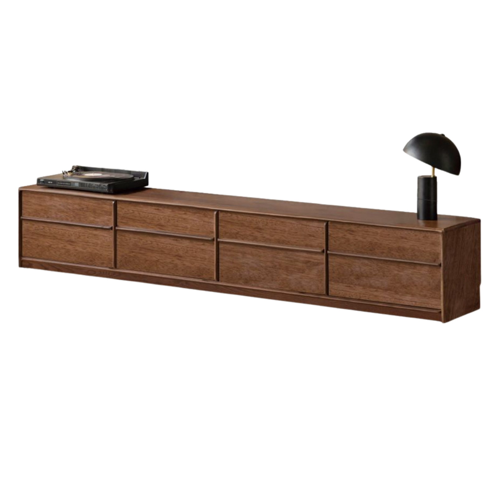 Sandalwood Solid Wood Low Profile TV Console with Fluted Panels