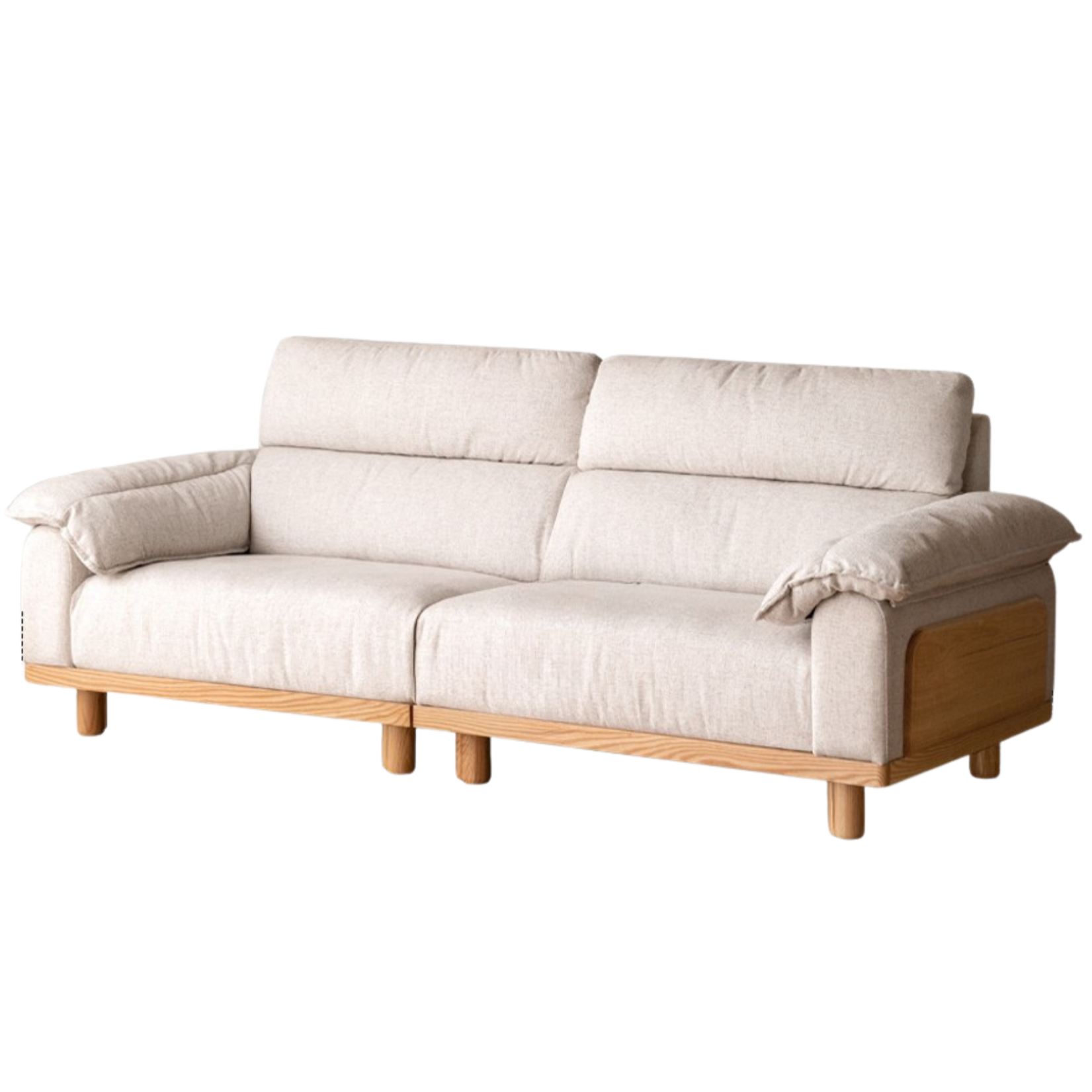 Oak Solid Wood Fabric imitation cotton and linen Sofa