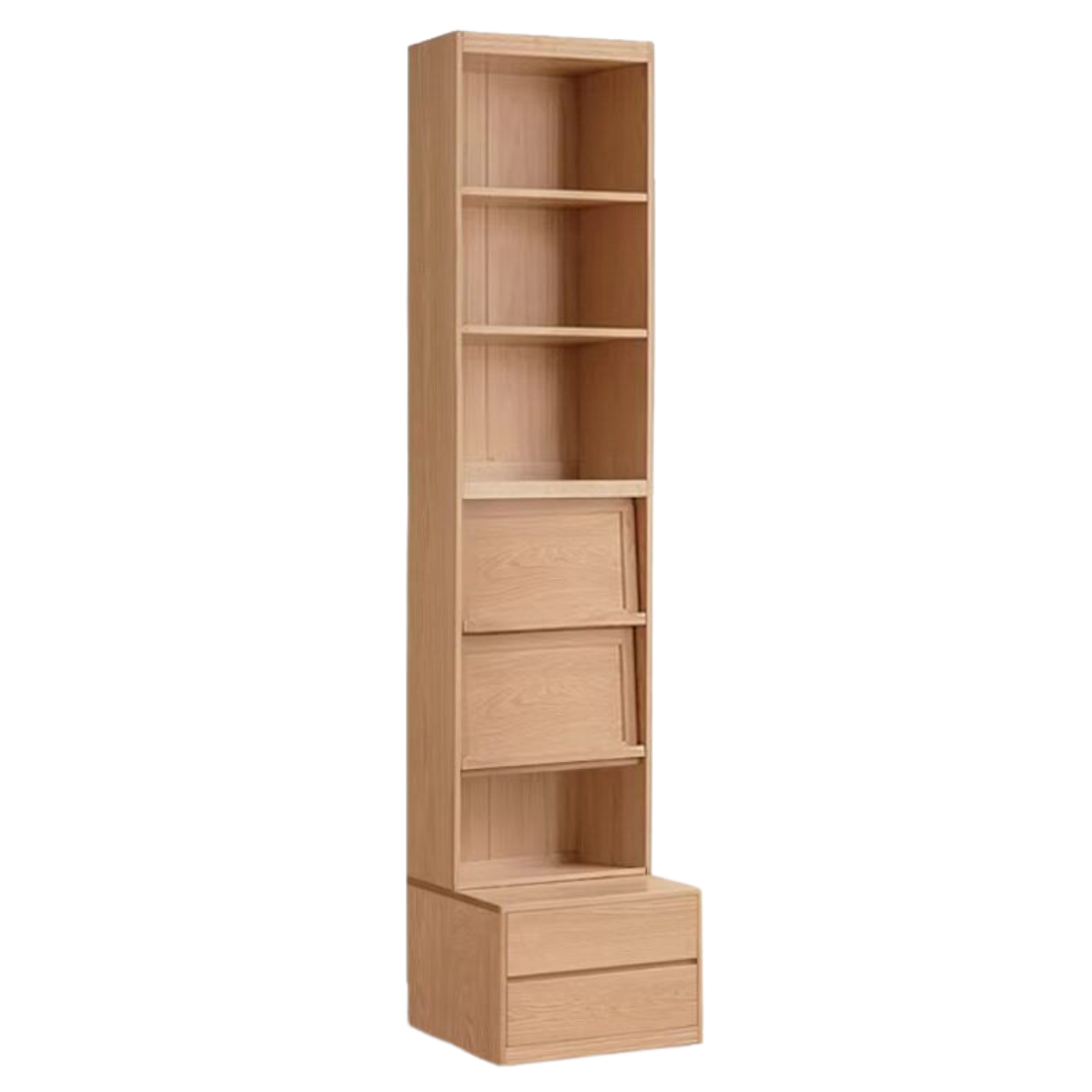 Ash Solid Wood Wall-Mounted Bookcase with Integrated Study Shelf