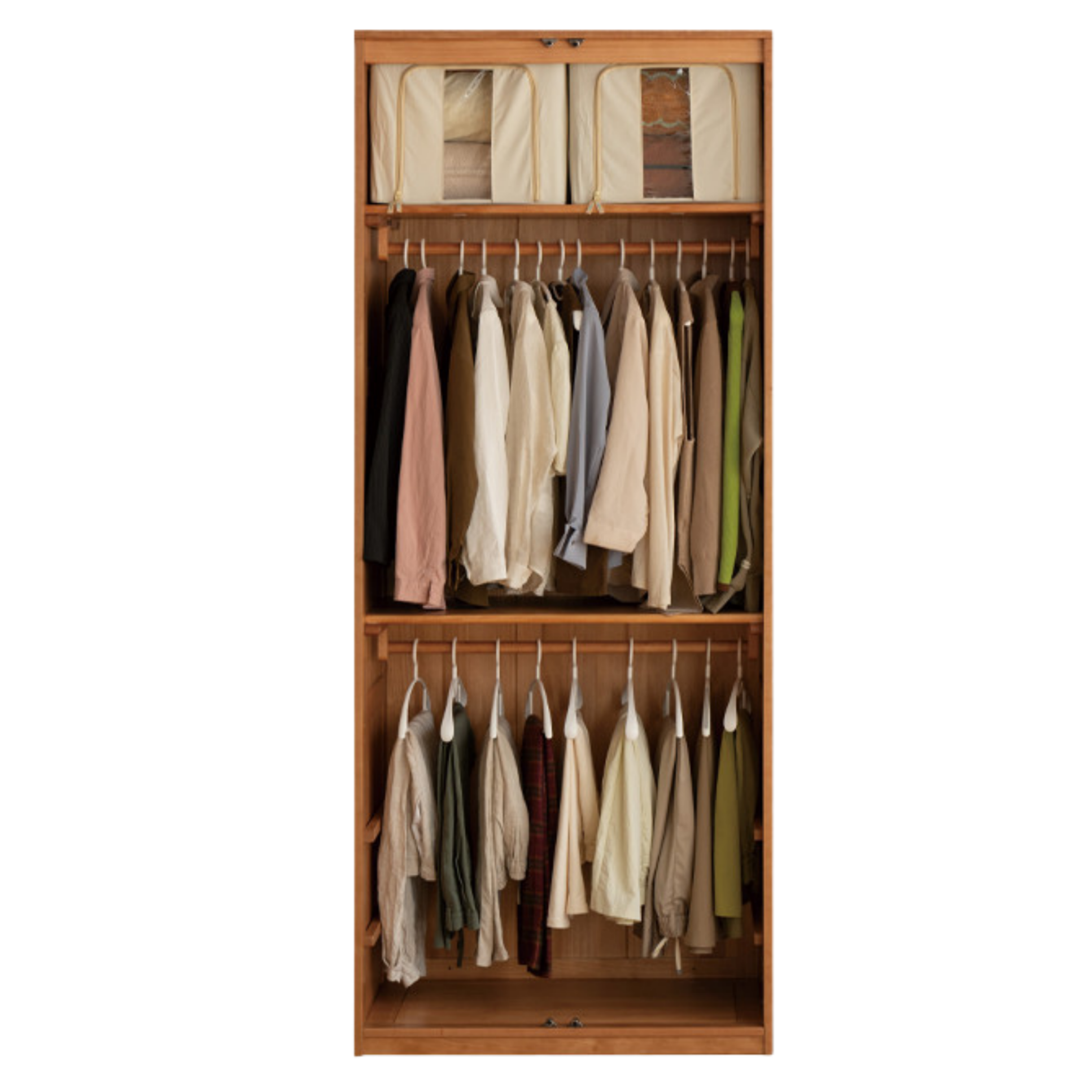 Cherry Solid Wood Swing Door Rattan Wardrobe