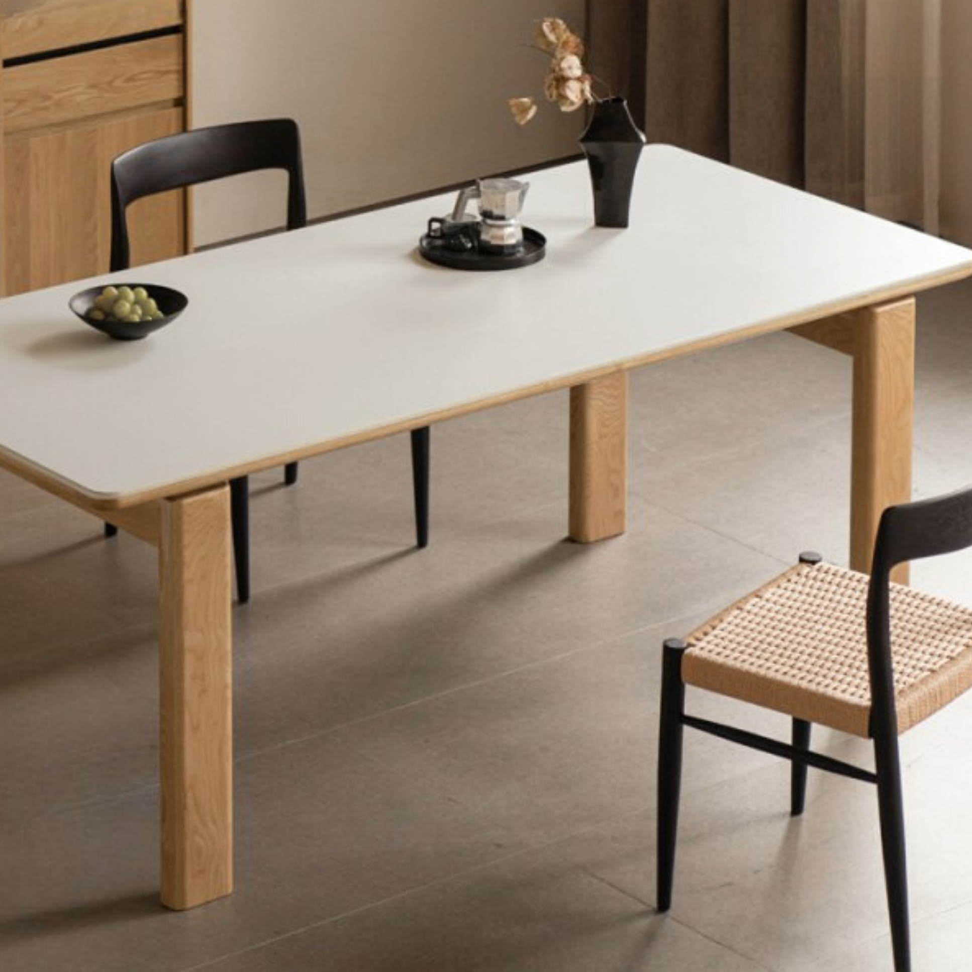 White Ash Solid Wood Restaurant Slab Dining Table