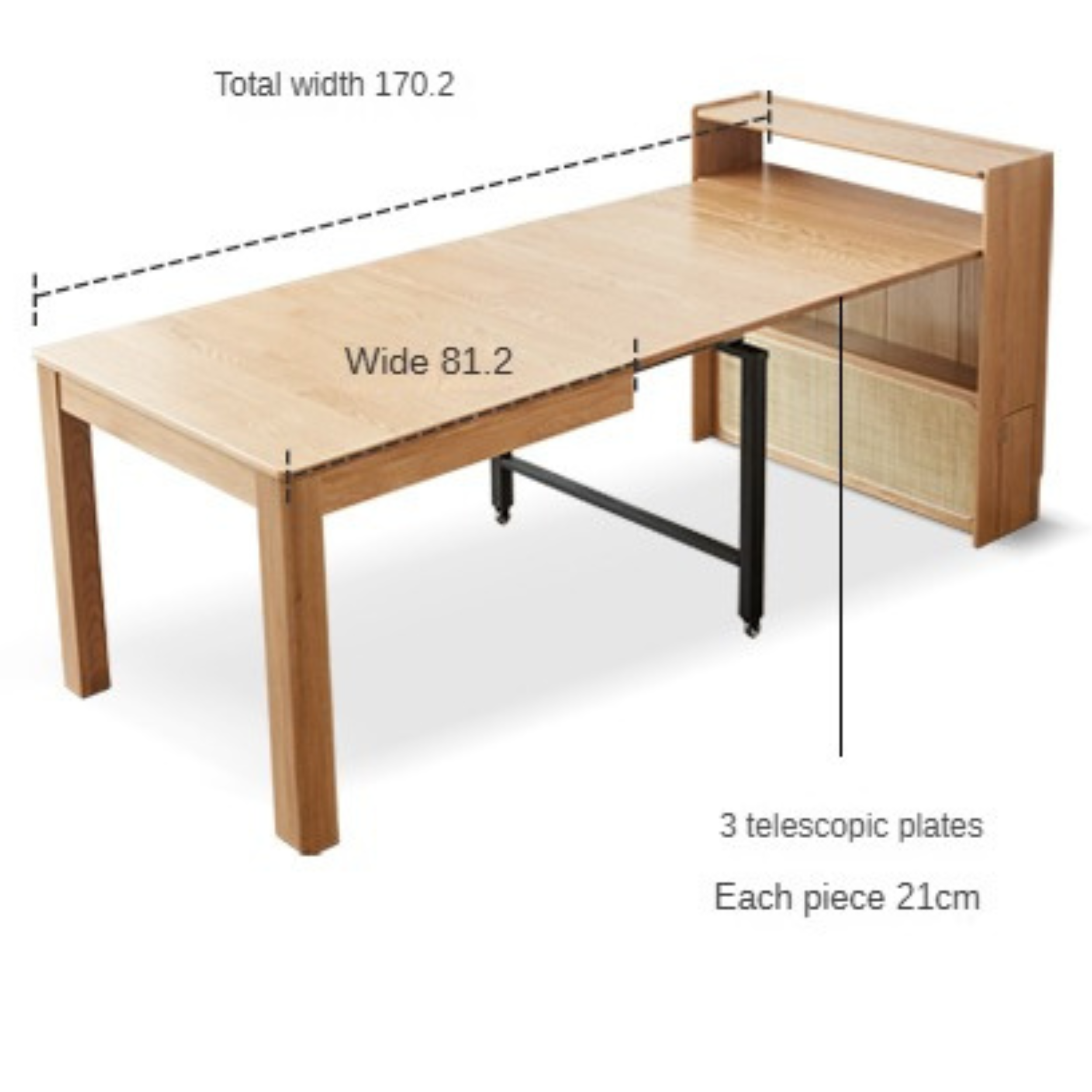 Oak solid wood telescopic dining table sideboard integrated