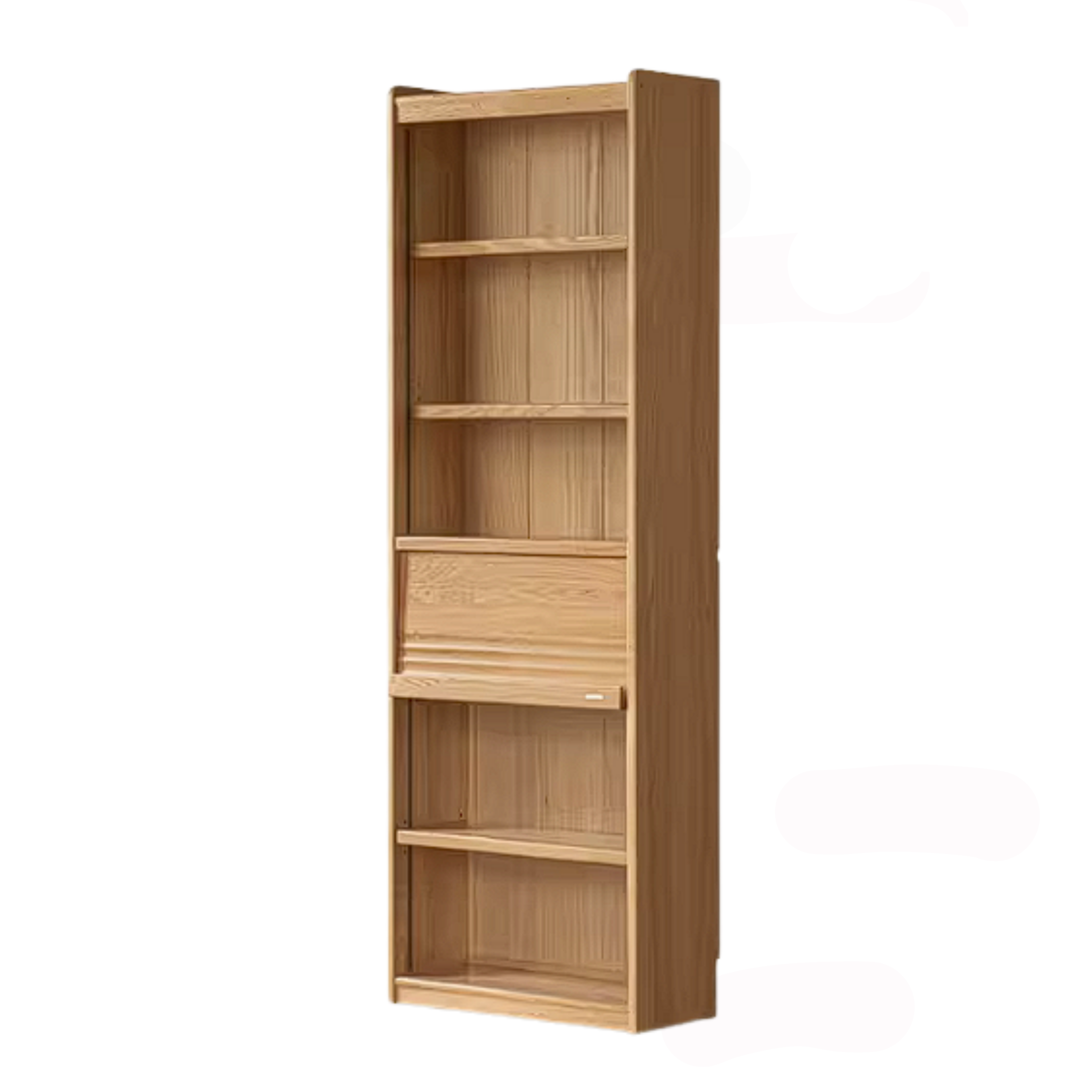 Oak Solid Wood Bookshelf with Integrated Booth Seating