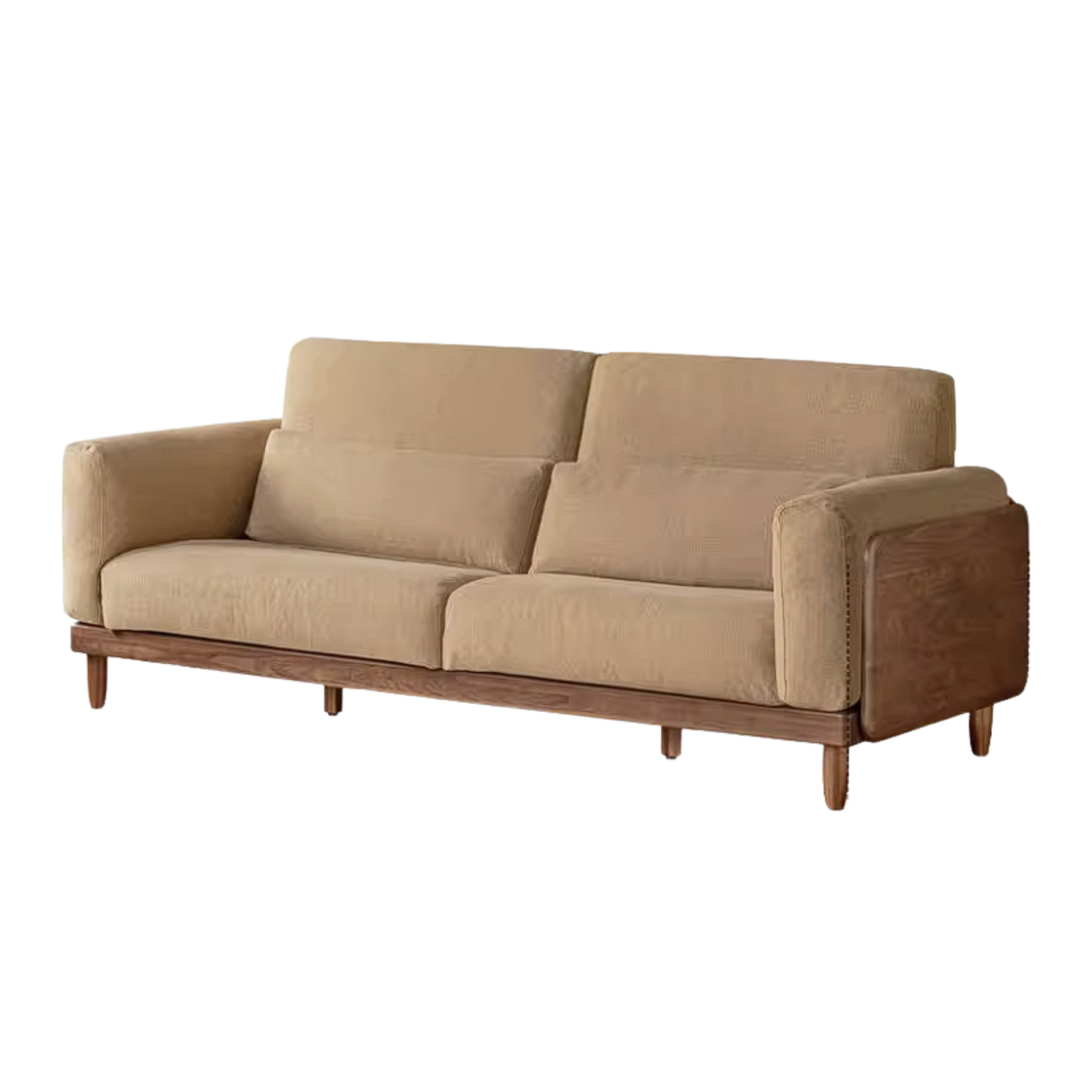 Black Walnut, Golden Sandalwood Solid Wood Sofa with Extra-Deep Seat