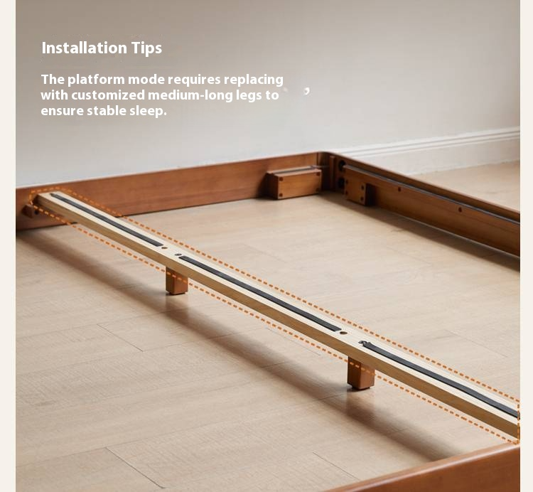 Poplar Solid Wood Platform Bed, Headboard-Free Bed