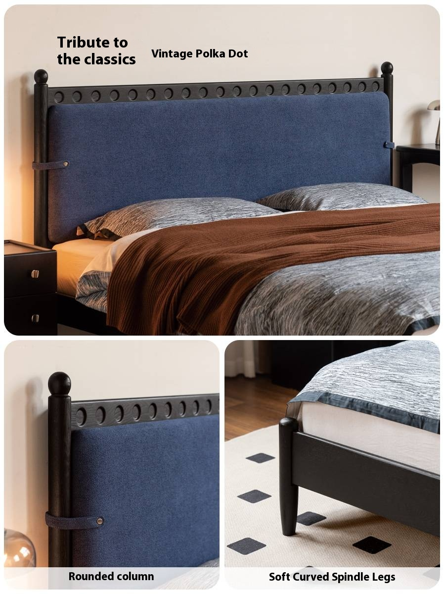 Ash Solid Wood Bed – Bauhaus Style with Soft Leather Upholstery