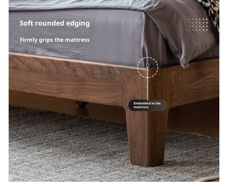 Black Walnut, Golden Sandalwood Solid Wood Italian Style Light Luxury Bed