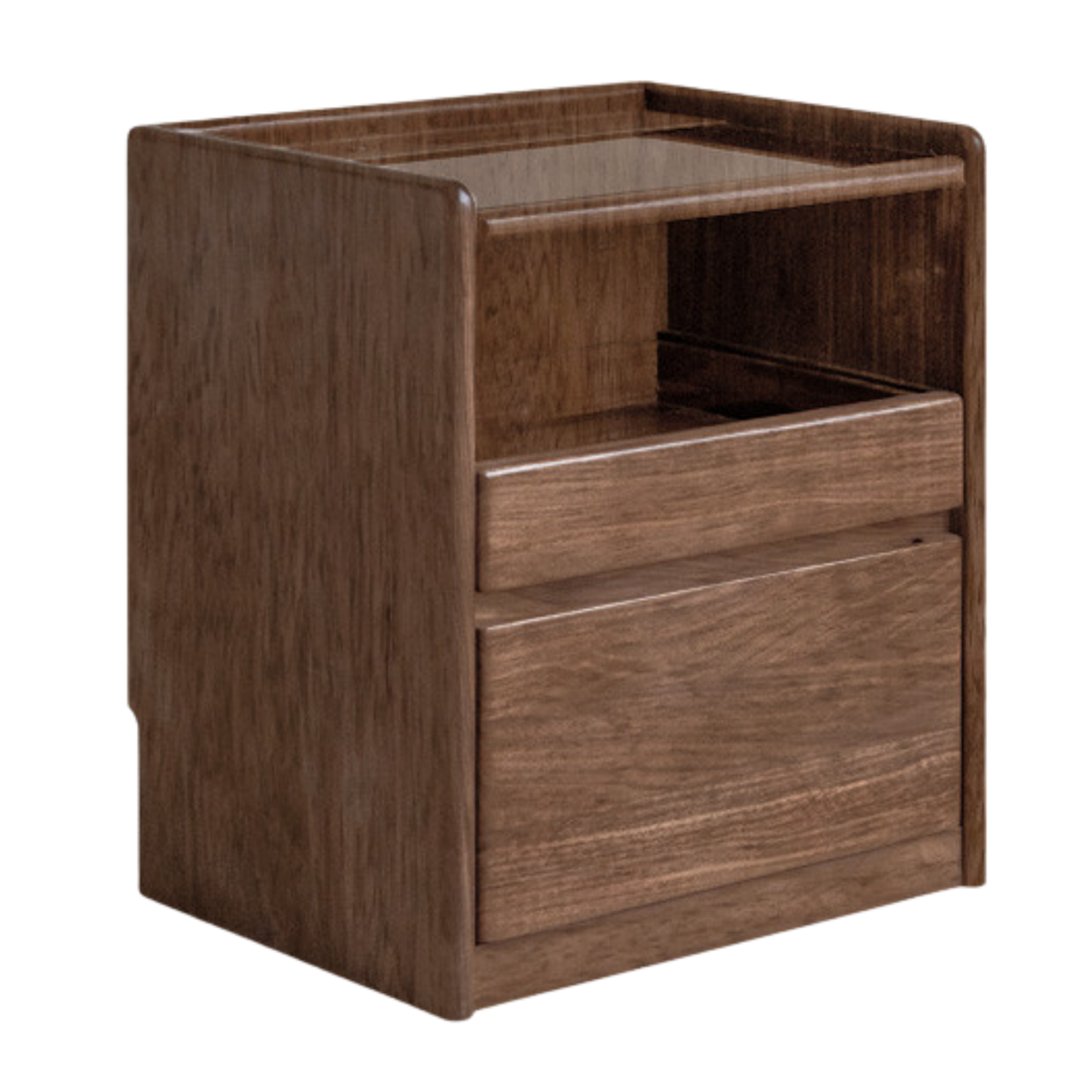 Black Walnut, Oak, Sandalwood Solid Wood Nightstand Socket, Lamp