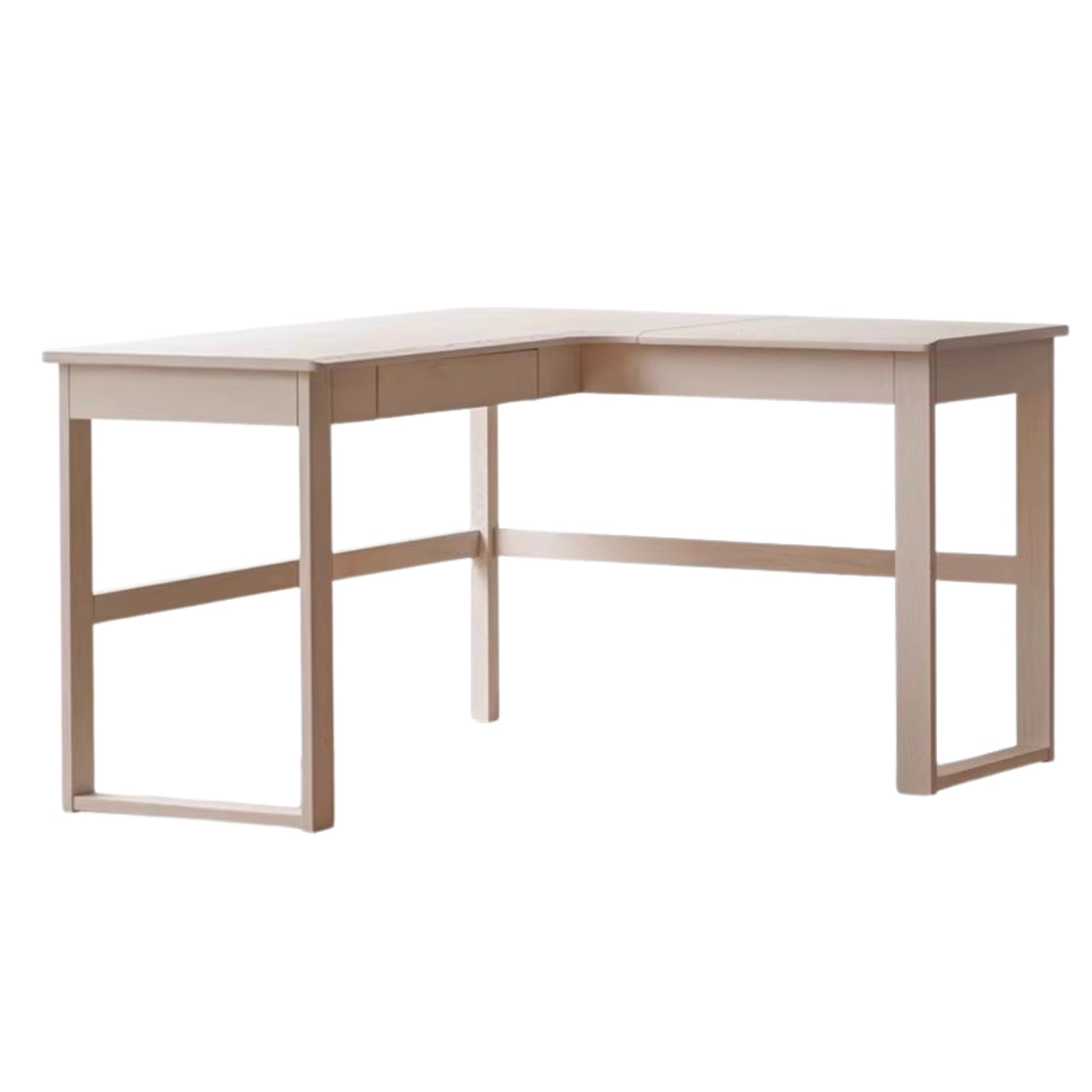 Oak Solid Wood Modern Cream Style Desk and Bookshelf Integrated