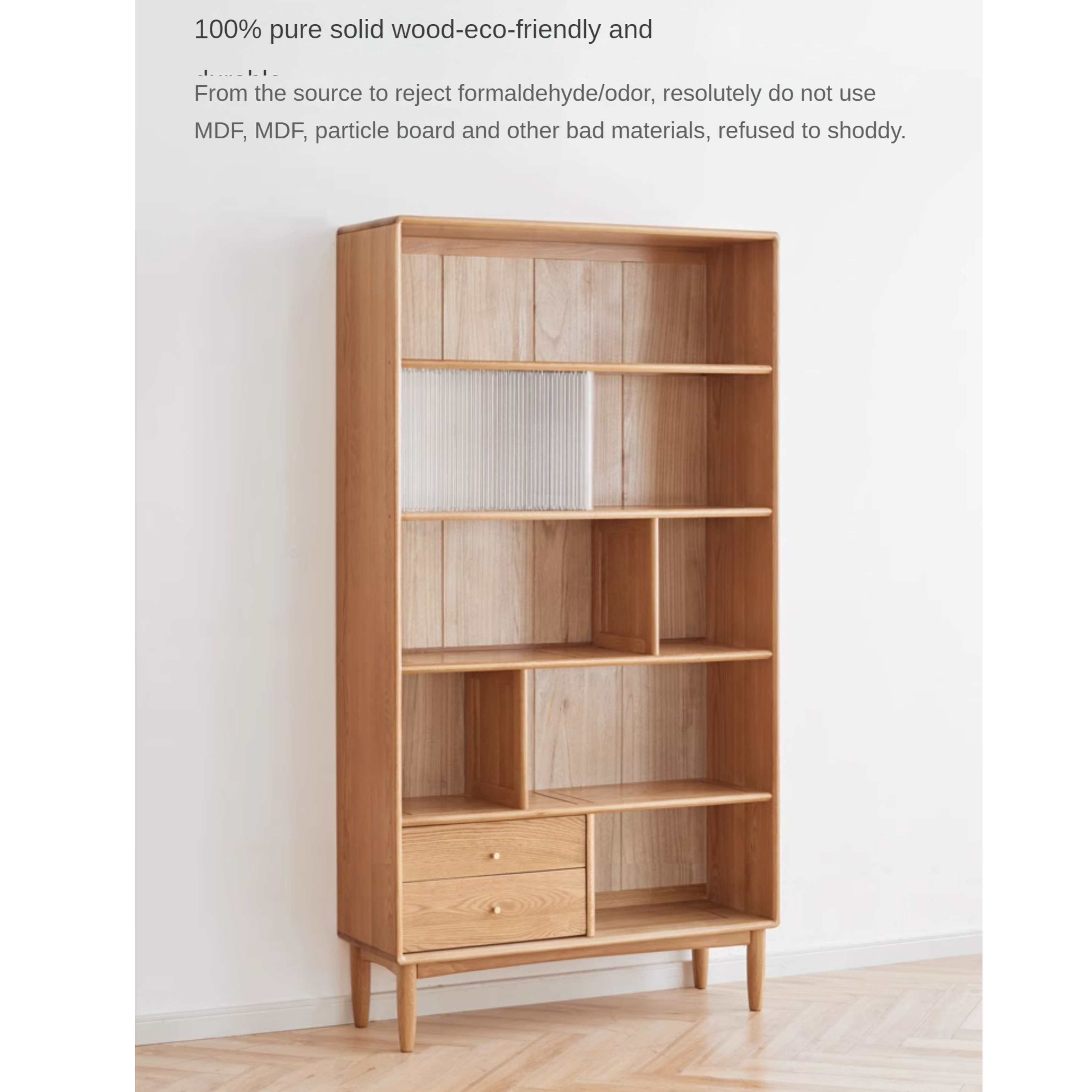 Oak solid wood bookcase Nordic bookshelf