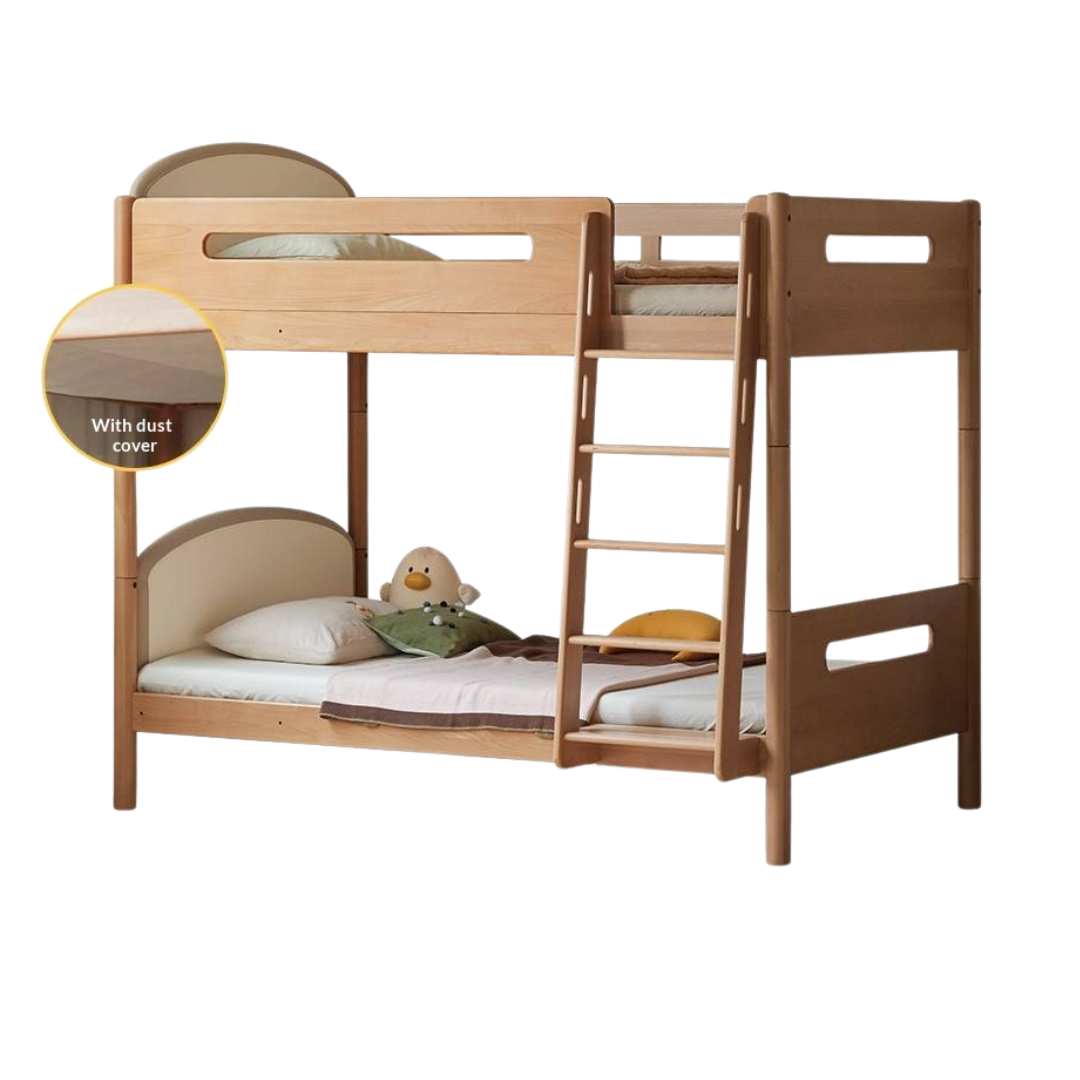 Beech Solid Wood Compact Bunk Bed, Suitable for Adults and Children