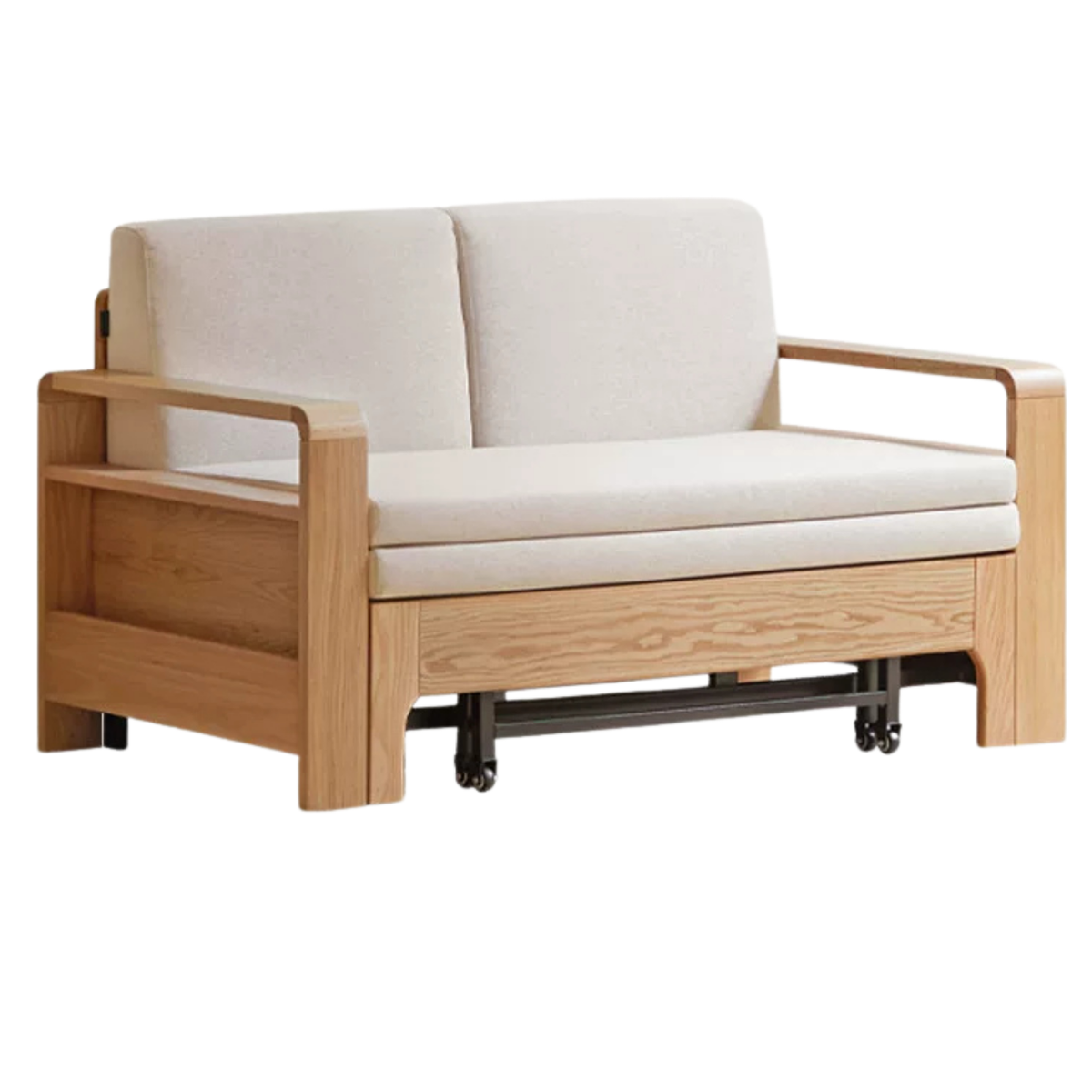 Oak Solid Wood Multi-function Sleeper Sofa.