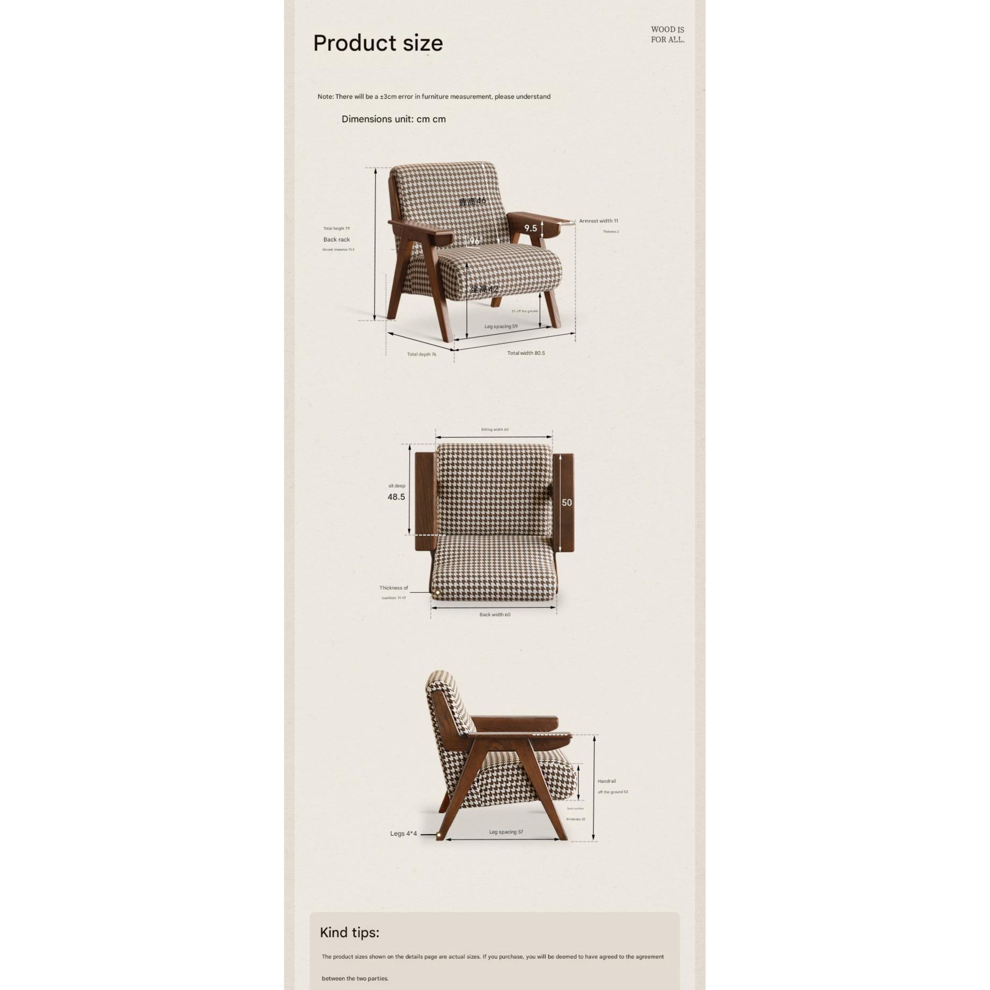 Oak Solid Wood Armchair