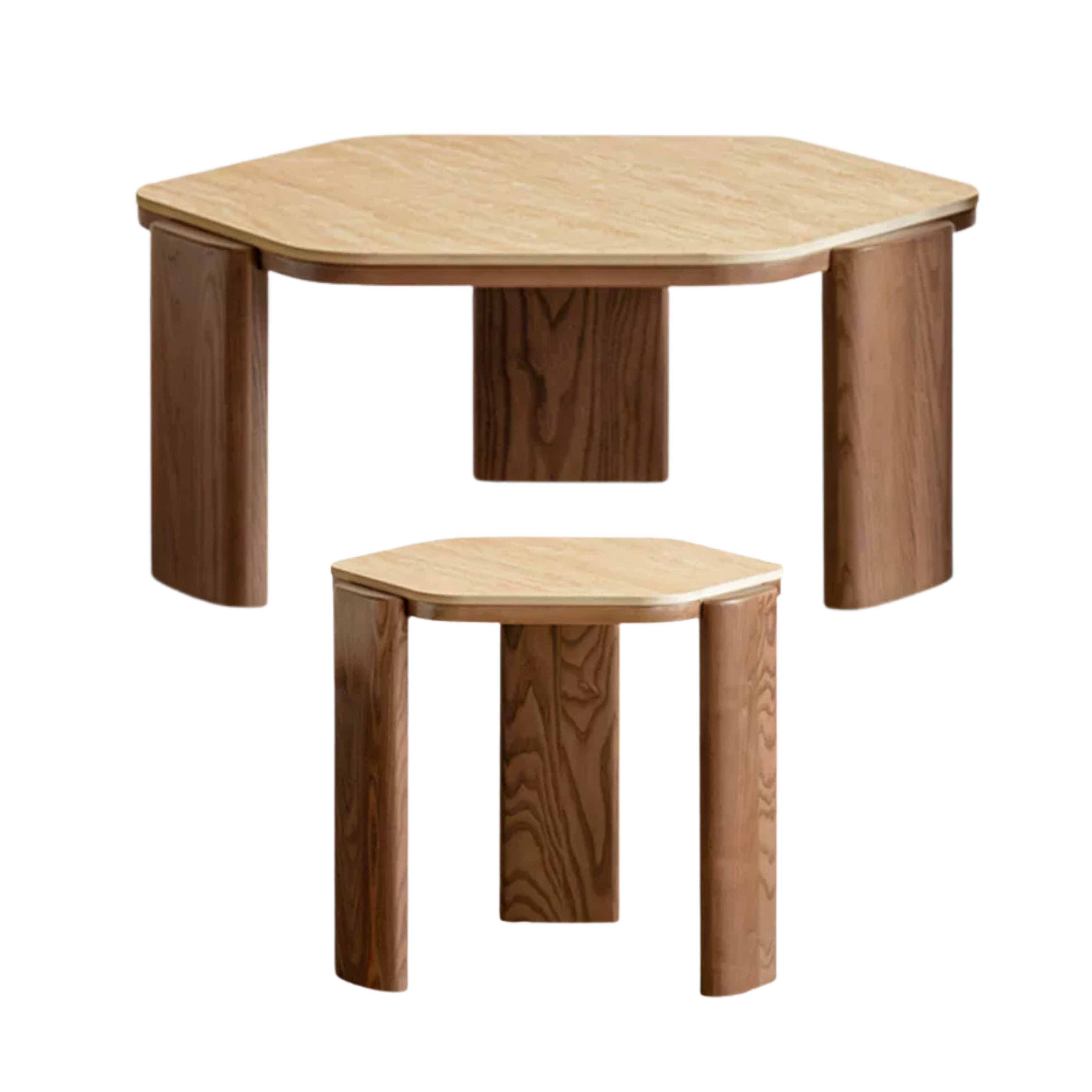 Ash Solid Wood Coffee Table with Wabi-Sabi Slab Design