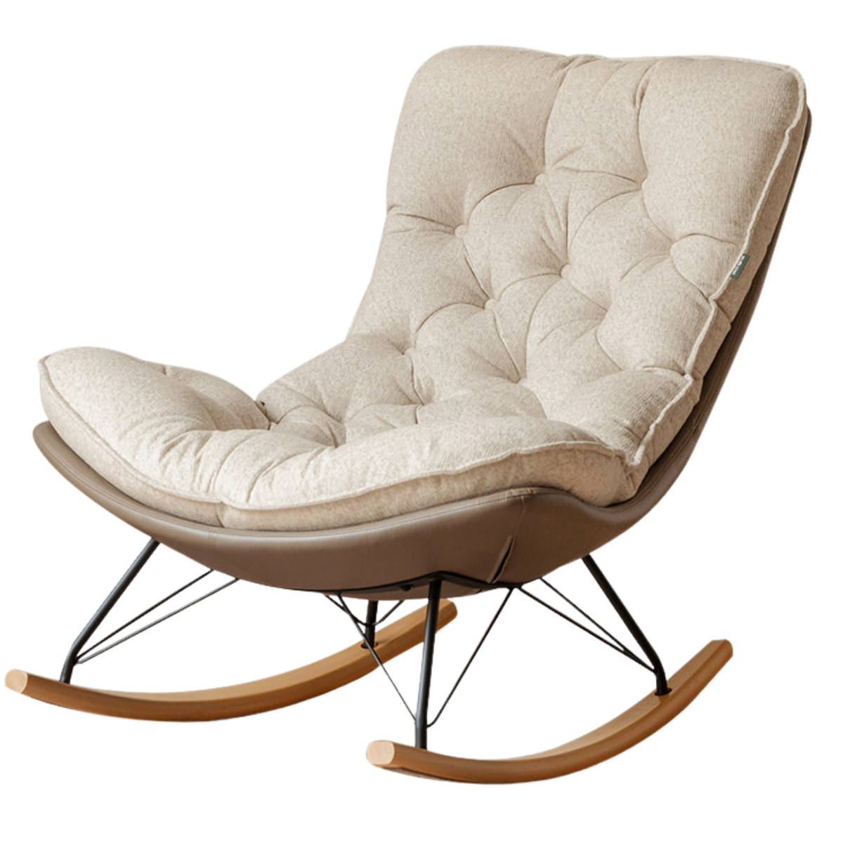 Solid Wood Modern Eggshell Rocking Chair beech legs