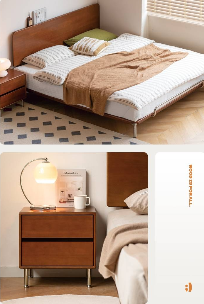 Poplar Solid Wood Bedroom Vintage Style Combination Set