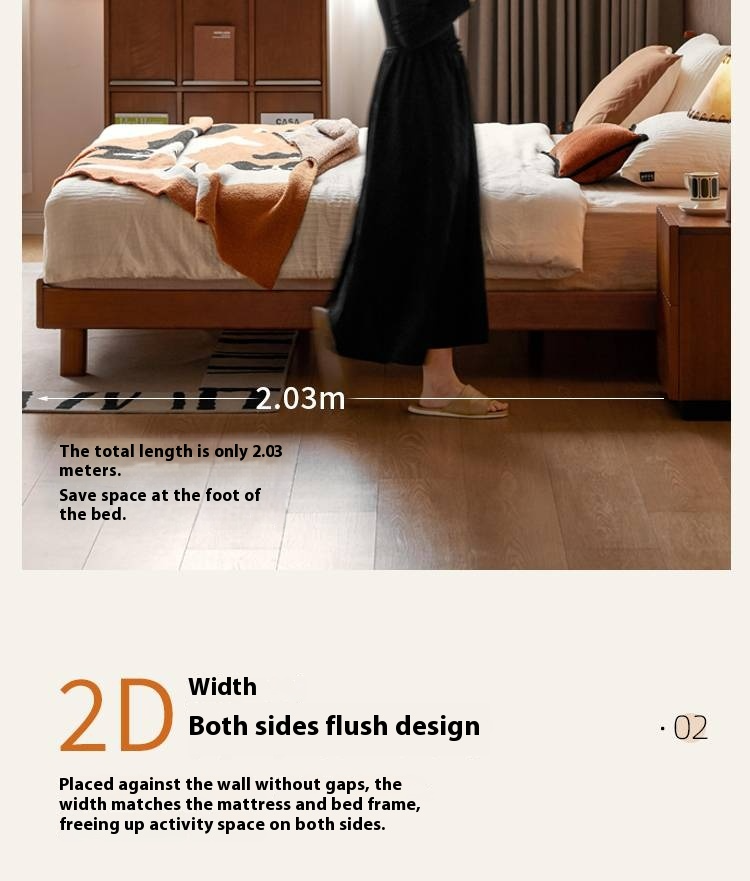 Poplar Solid Wood Platform Bed, Headboard-Free Bed