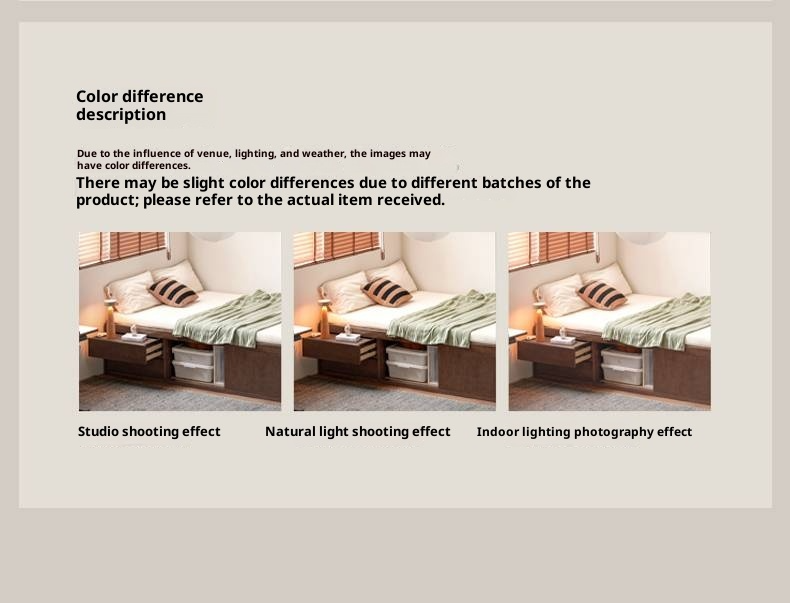 Rubberwood Solid Wood Modern Simple Box Platform Bed, Headboard-Free Bed