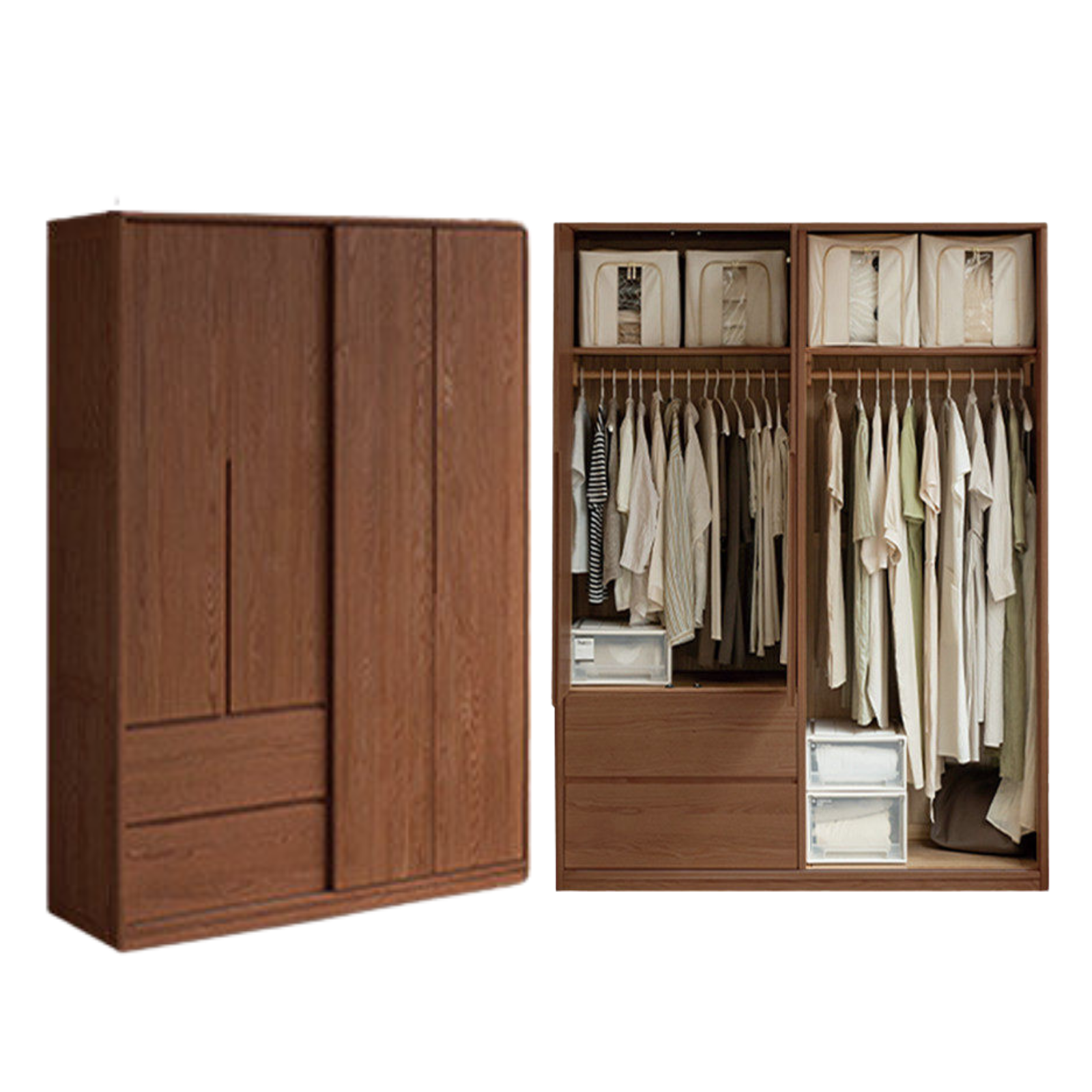 Oak Solid Wood Sliding Door Wardrobe.