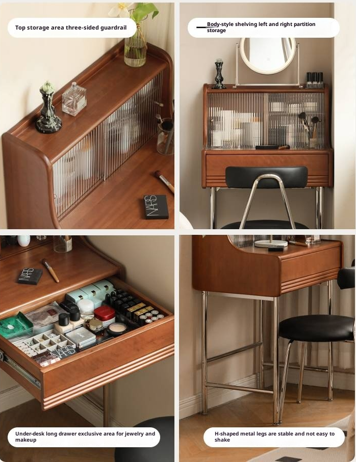 Poplar Solid Wood Bedroom Vintage Style Combination Set