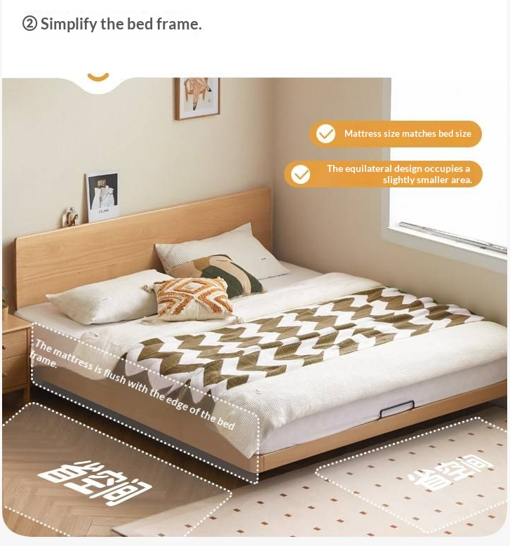 European Beech Solid Wood Bed — Nordic Minimalist Style