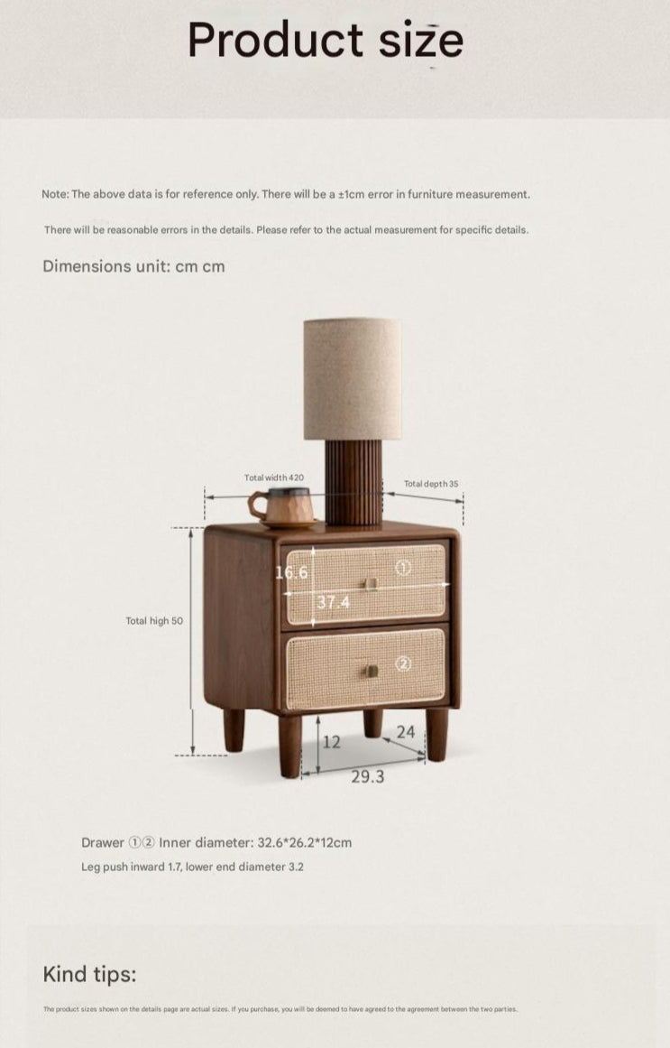 Black Walnut Solid Wood Nightstand
