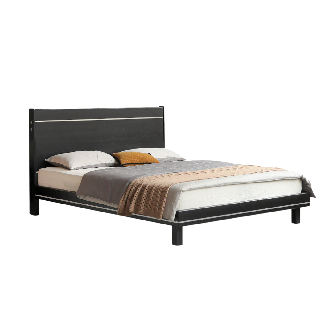 Poplar, Ash Solid Wood Large Board High Headboard Double Household Large Bed