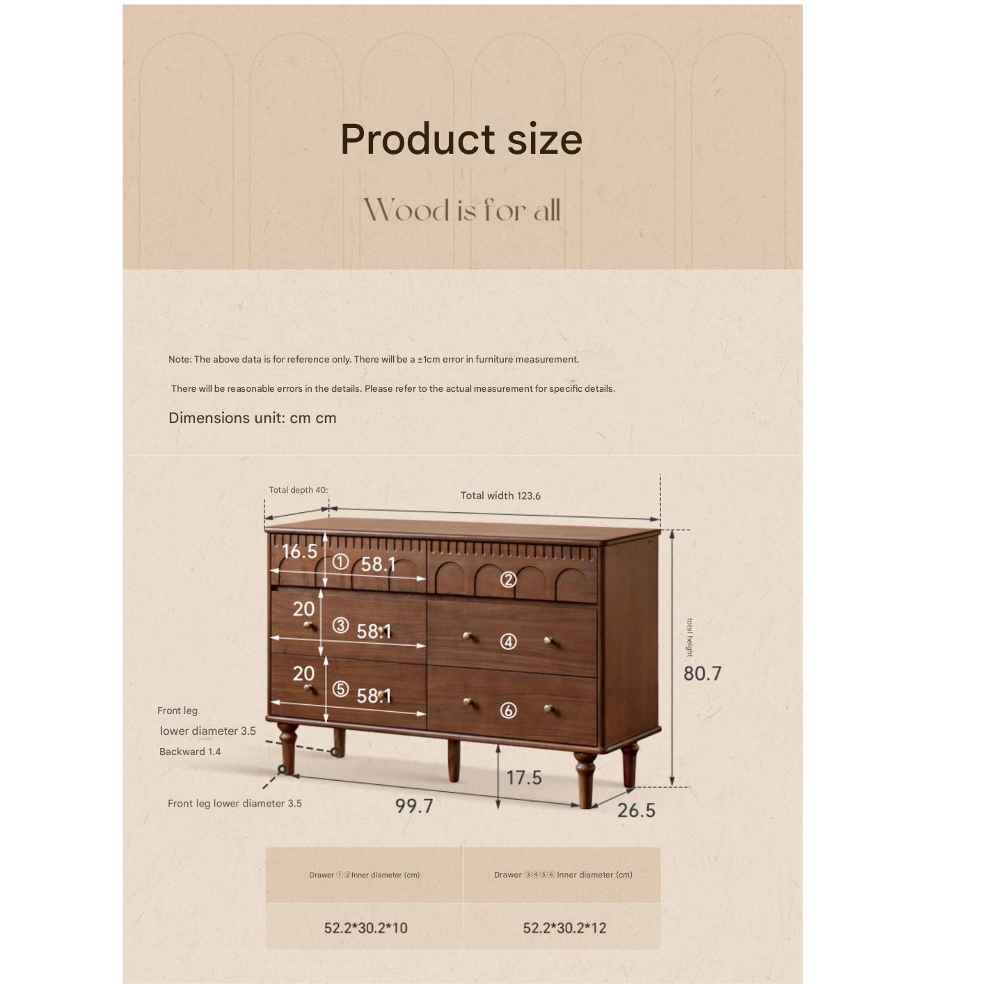 Black Walnut Solid Wood Chest of Drawers