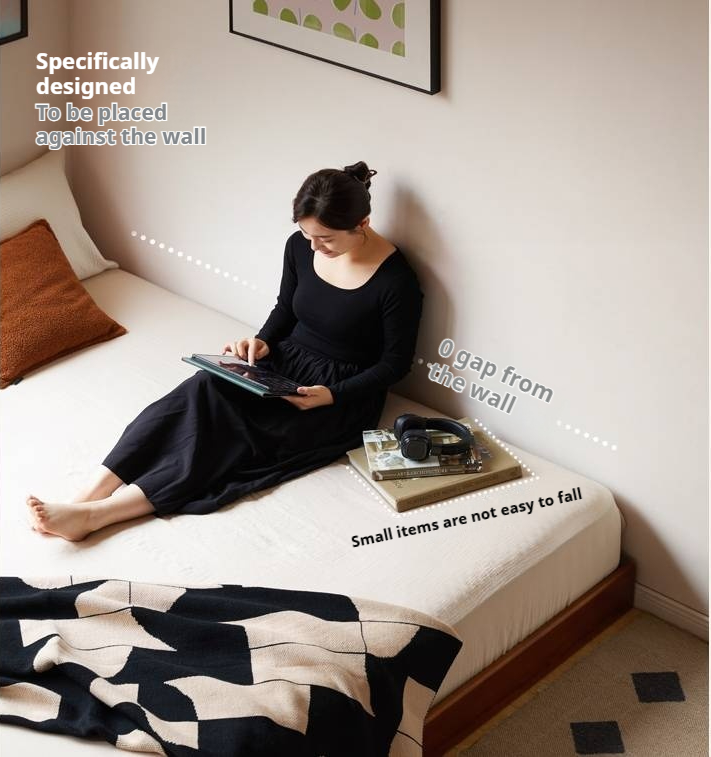 Poplar Solid Wood Platform Bed, Headboard-Free Bed