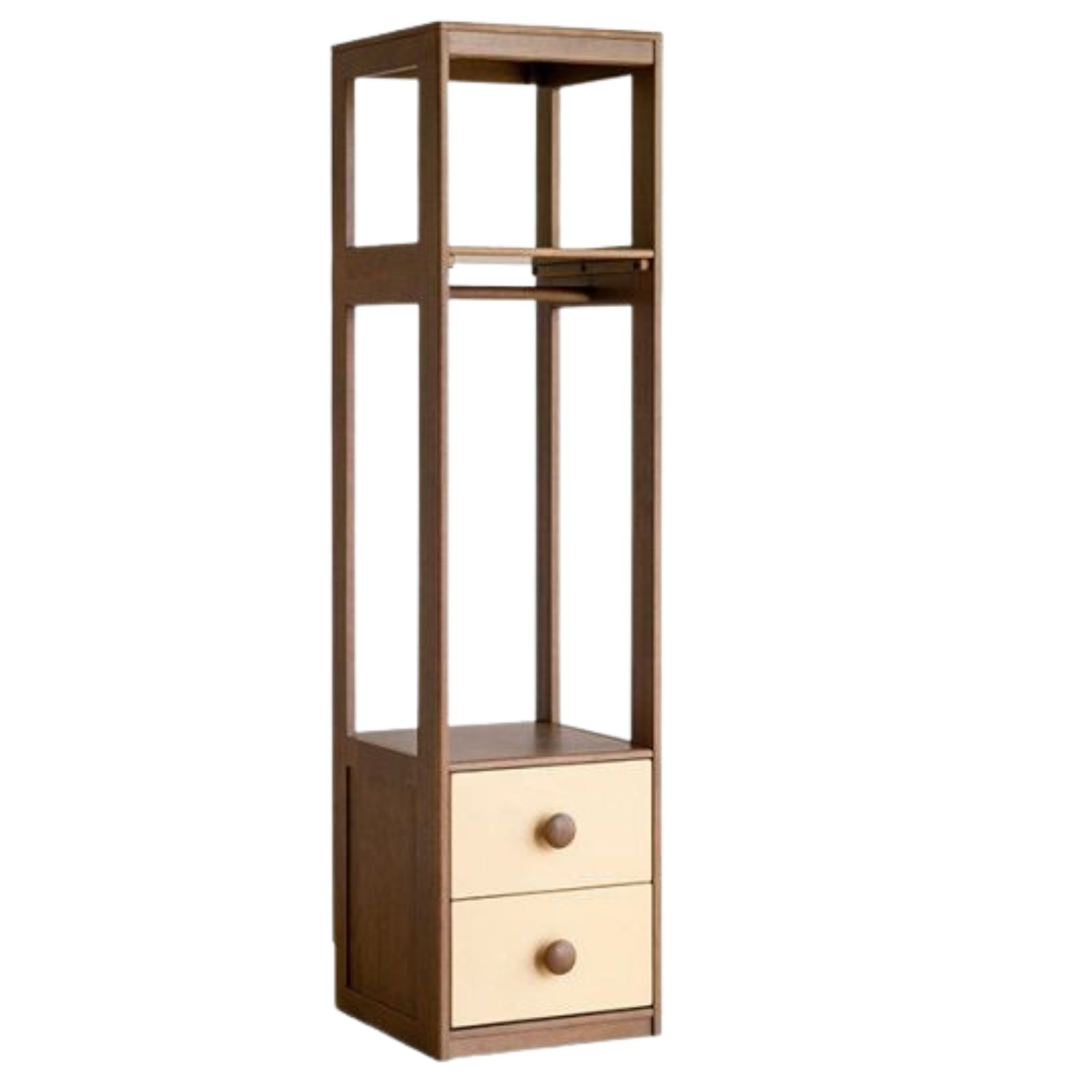 Solid RubberWood Kids Wardrobe Closet with Bear Handles and Storage Drawers