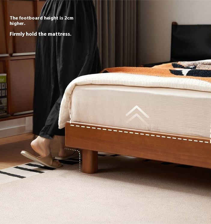 Poplar Solid Wood Platform Bed, Headboard-Free Bed