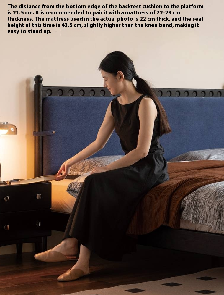 Ash Solid Wood Bed – Bauhaus Style with Soft Leather Upholstery