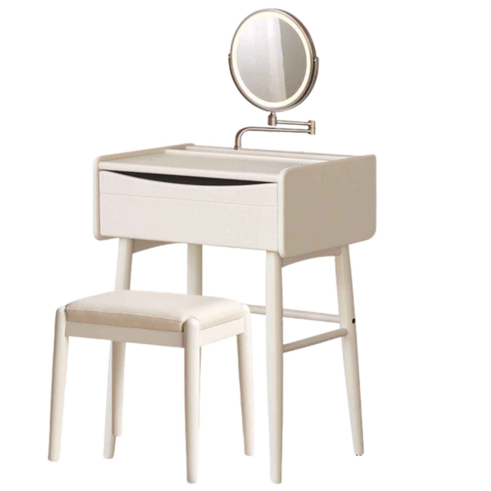 Solid Rubberwood Small White Vanity Table.