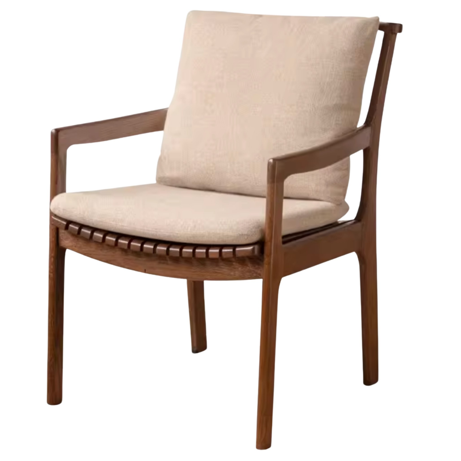 Oak Solid Wood Armchair, dual Reading Chair with Sculpted Back, Home Office Desk Chair