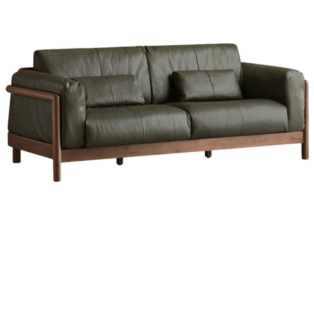 Black Walnut Solid Wood Leather Sofa Modern