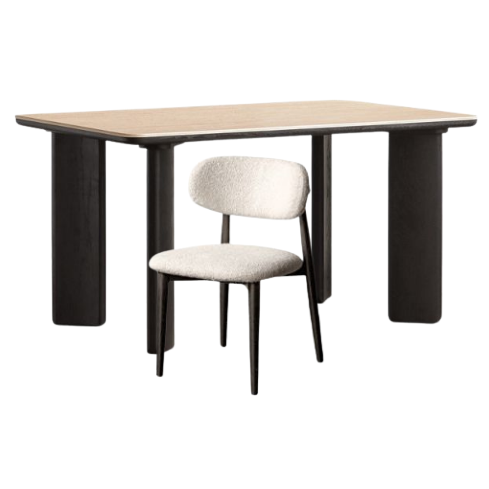 Oak Solid Wood Modern Cave Stone Rock Plate Dining Table