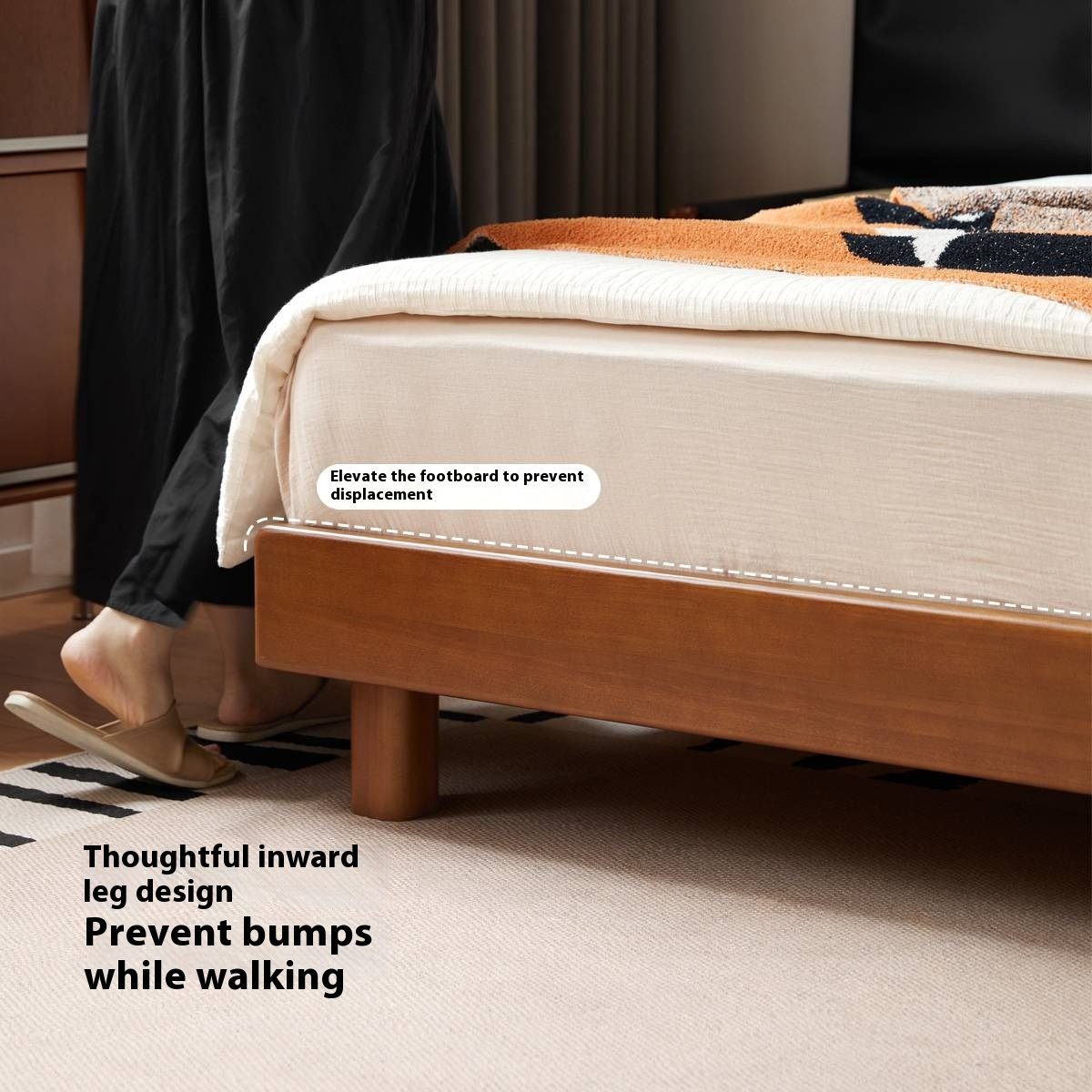 Poplar Solid Wood Platform Bed, Headboard-Free Bed