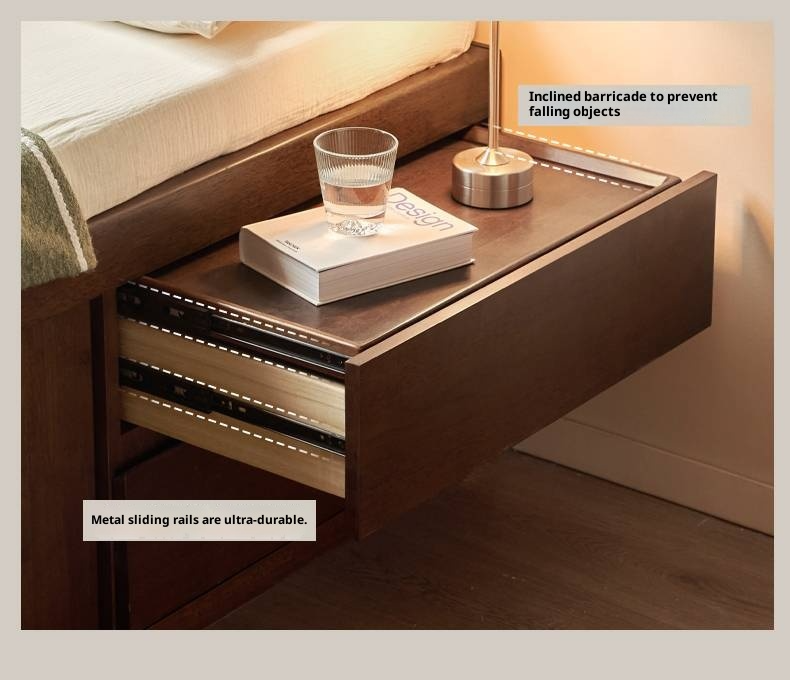 Rubberwood Solid Wood Modern Simple Box Platform Bed, Headboard-Free Bed