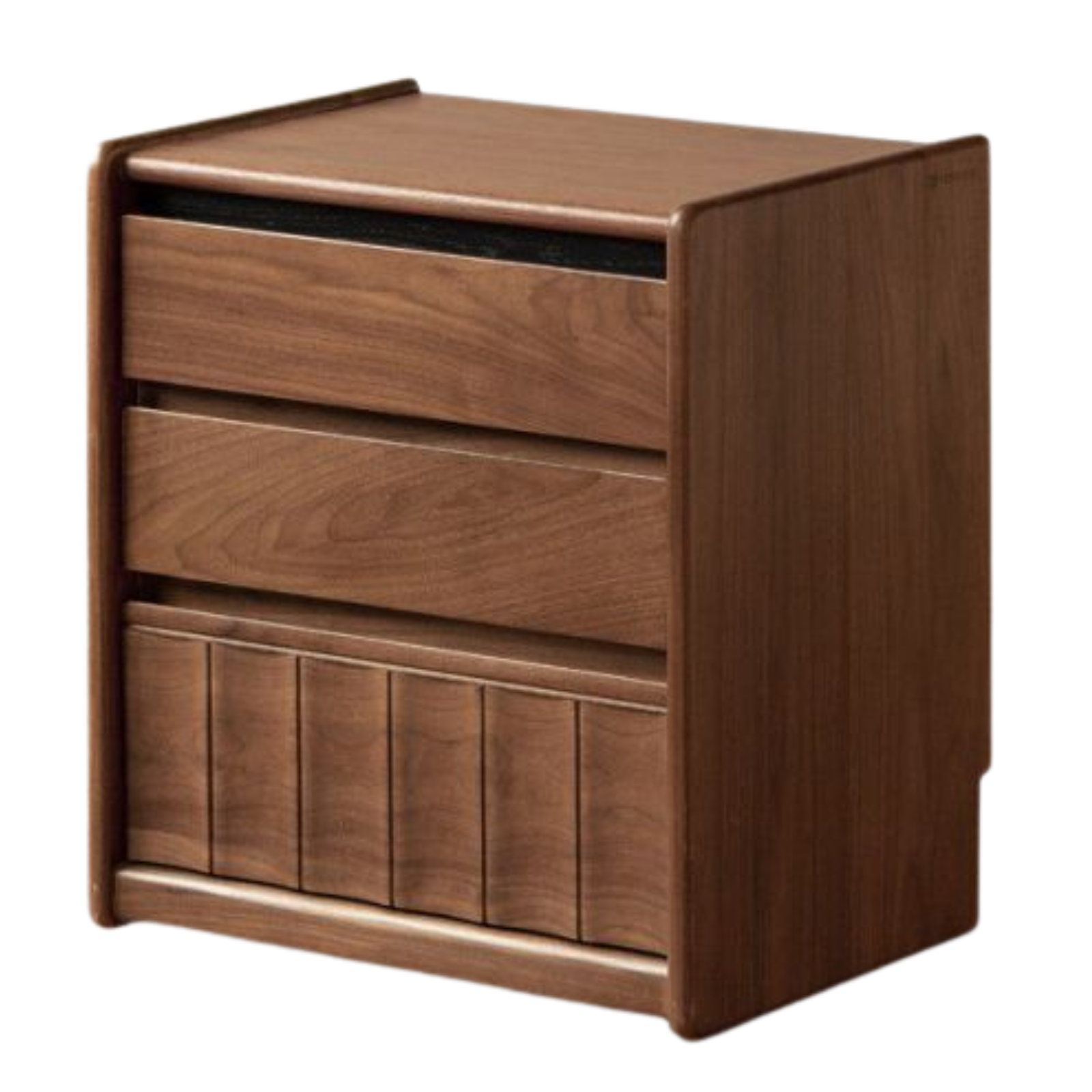 Black Walnut Solid Wood Nightstand Italian Style with Wheels