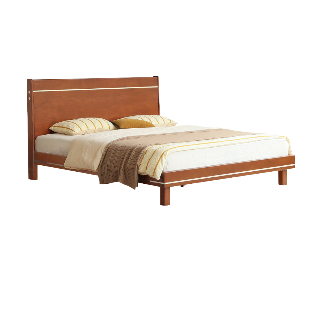 Poplar, Ash Solid Wood Large Board High Headboard Double Household Large Bed
