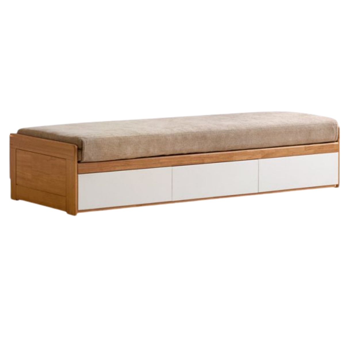 Solid RubberWood Storage Daybed with Pull-Out Drawer and Backless Design