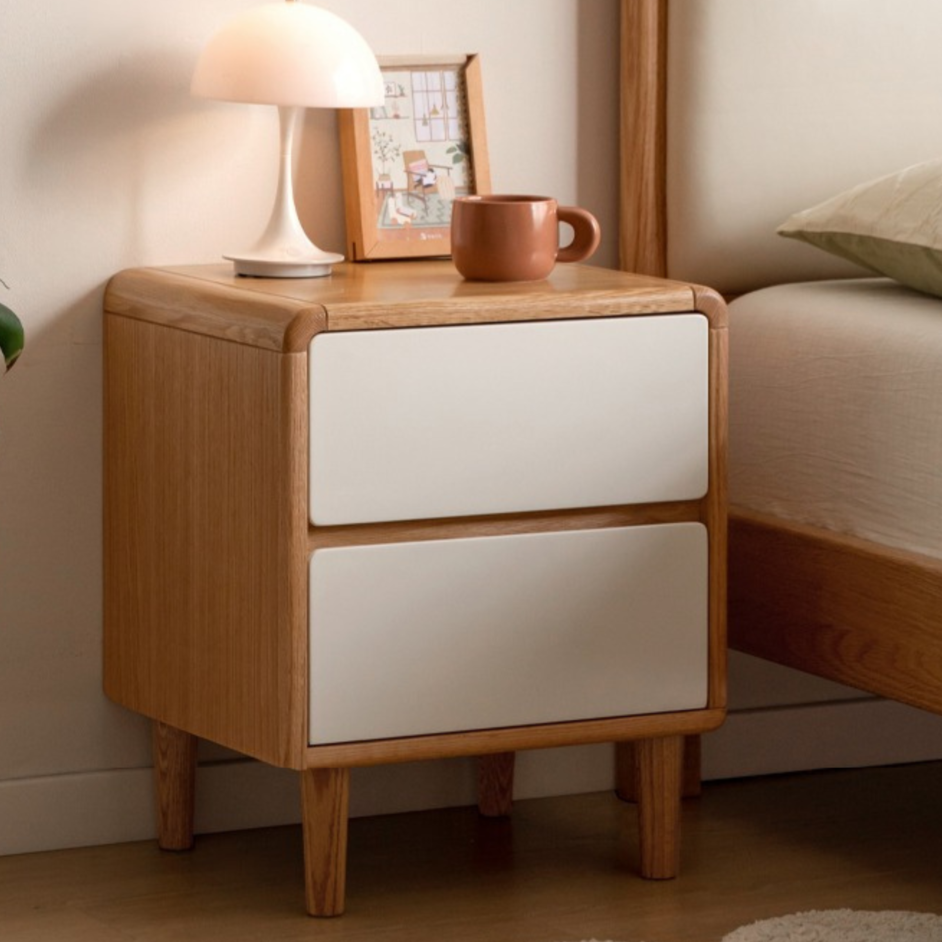 Poplar, Beec solid wood bedside table